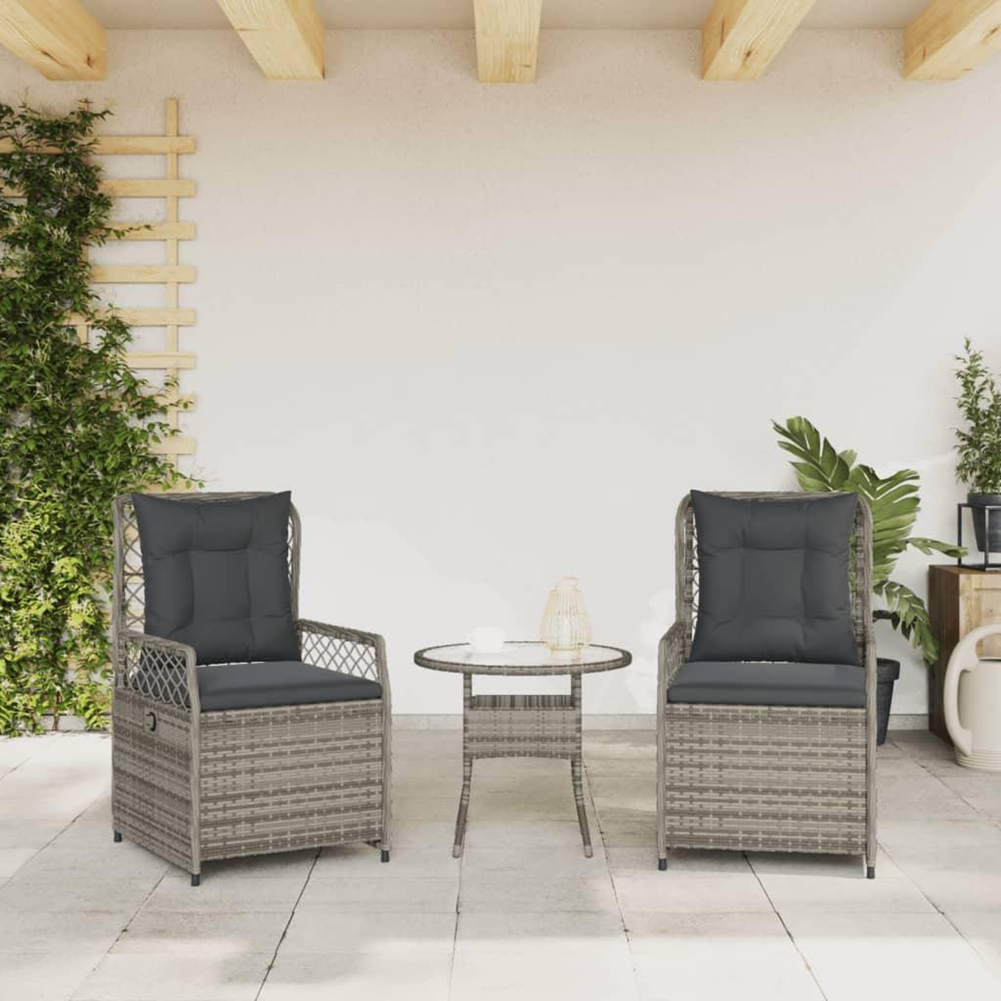 Voir la diapositive 3 : VIDAXL Chaises inclinables de jardin lot de 2 gris resine tressee