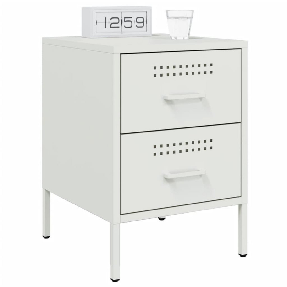 VIDAXL Tables de chevet 2 pcs blanc 36x39x50,5 cm acier