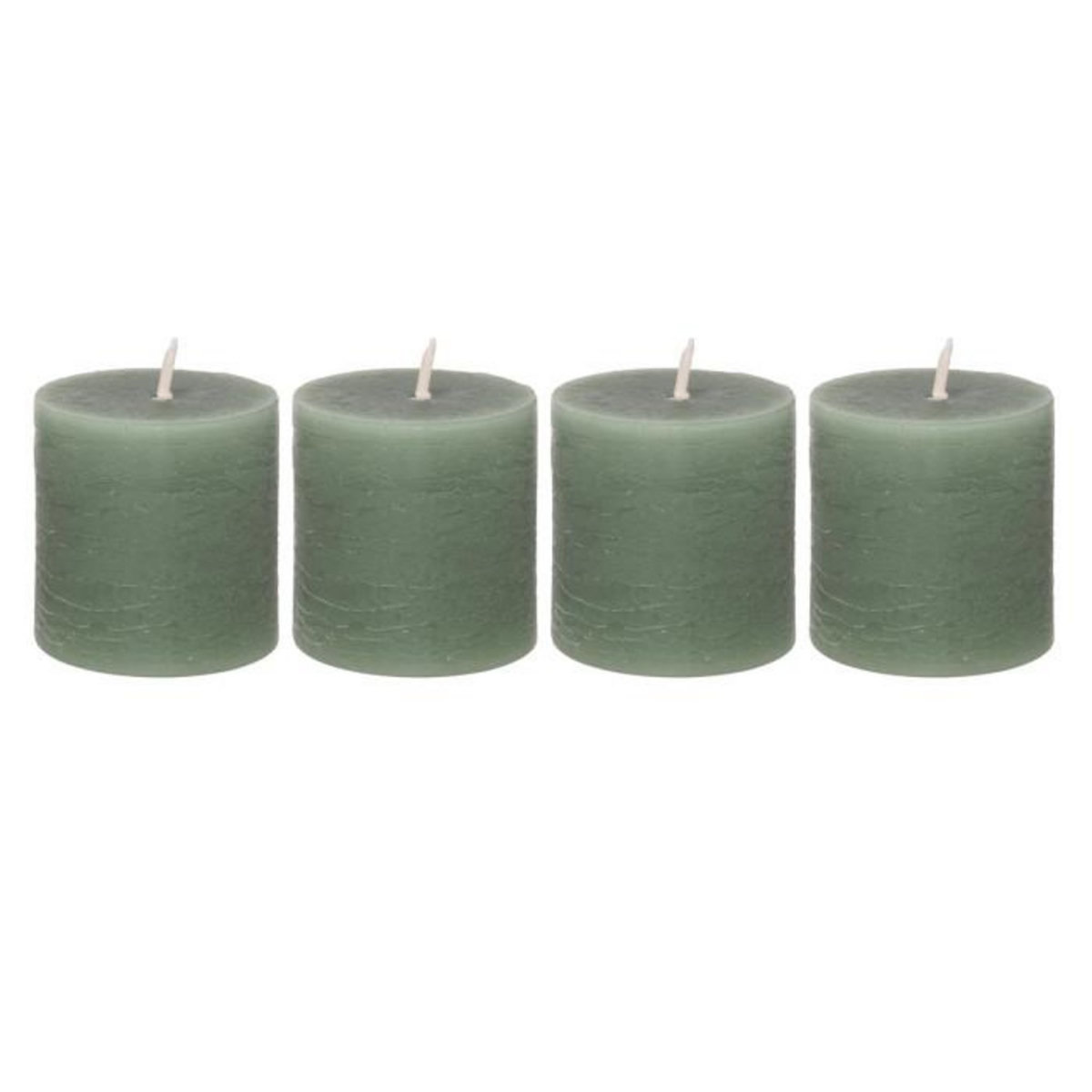 COMPTOIR DE LA BOUGIE Lot de 4 Bougies Votives  Rustic  4,5cm Vert Eucalyptus
