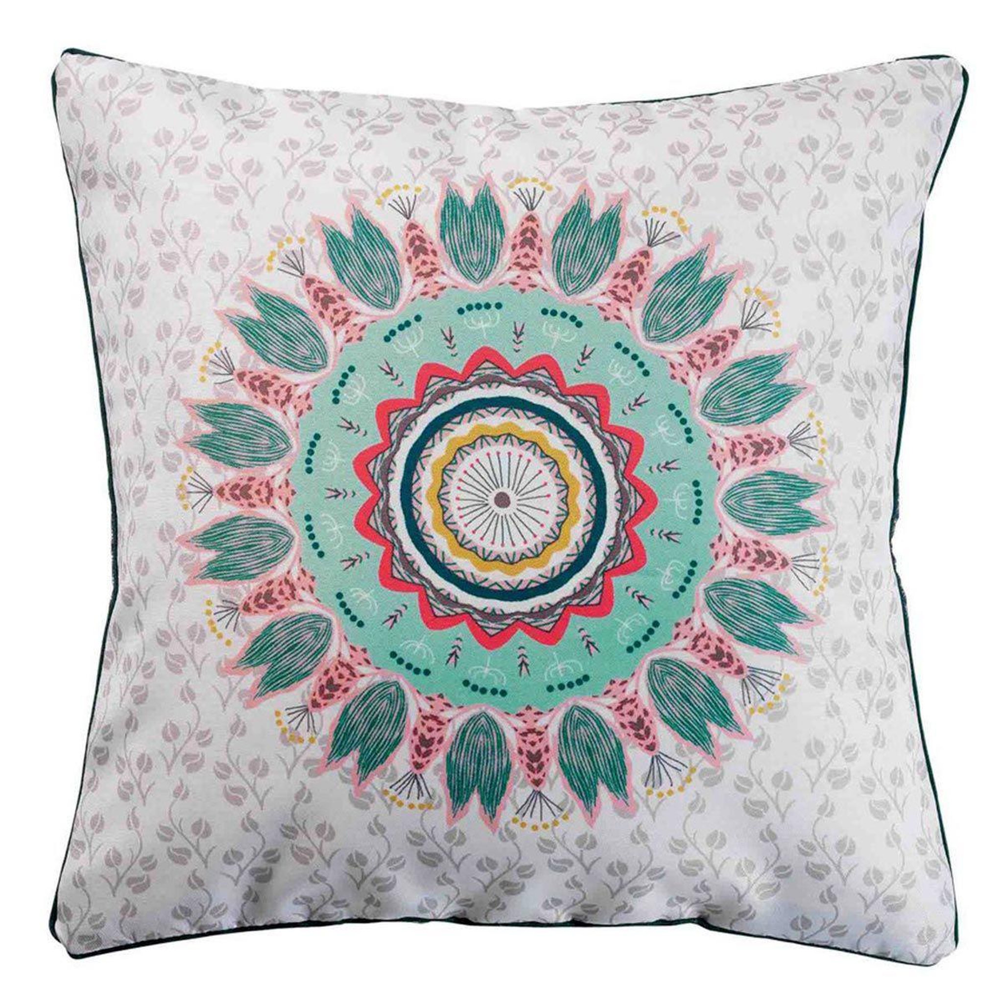 Douceur d'Intérieur Coussin ethnique passepoil  caly  40x40cm gris