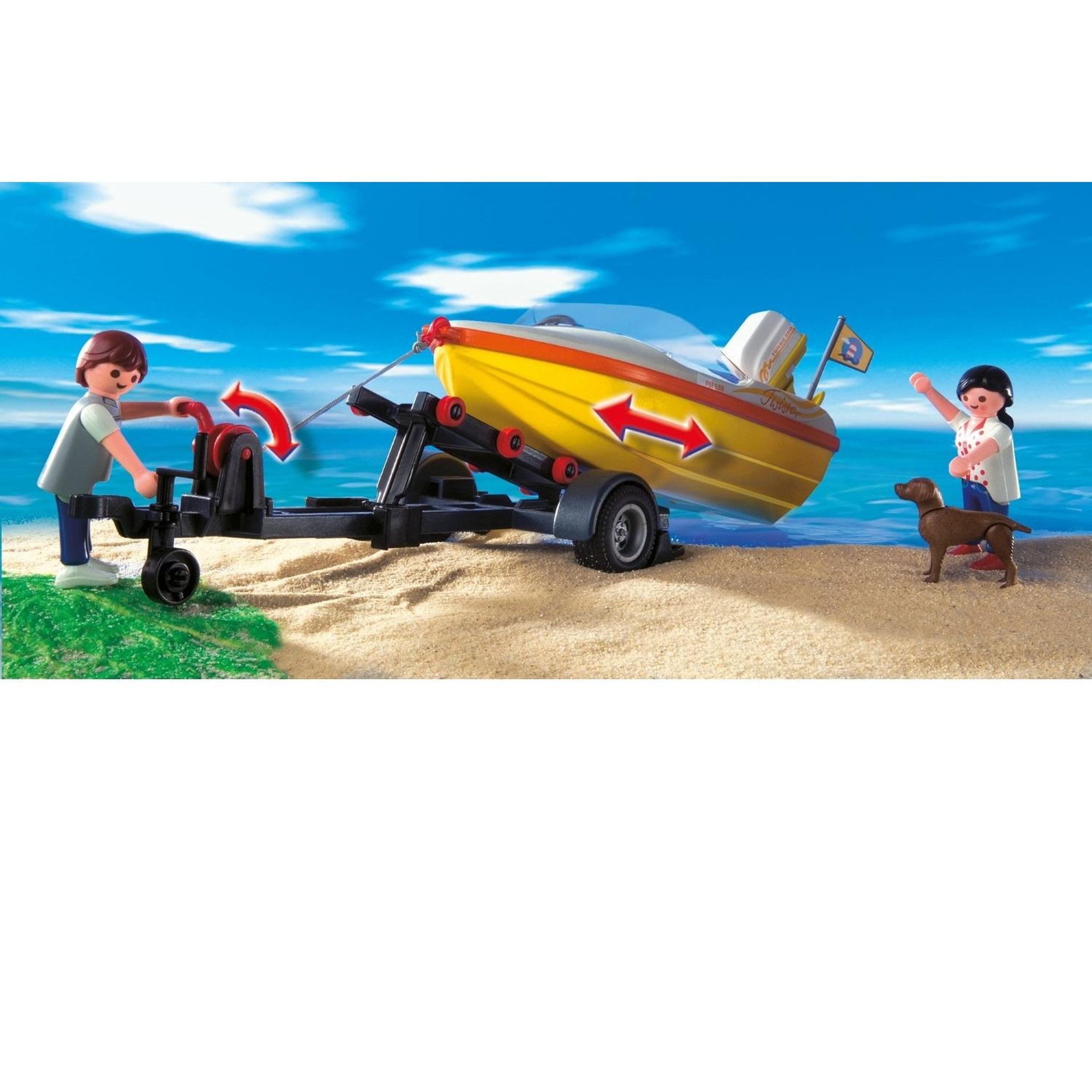 Voir la diapositive 4 : PLAYMOBIL City Life - Voiture familiale avec remorque porte-bateaux