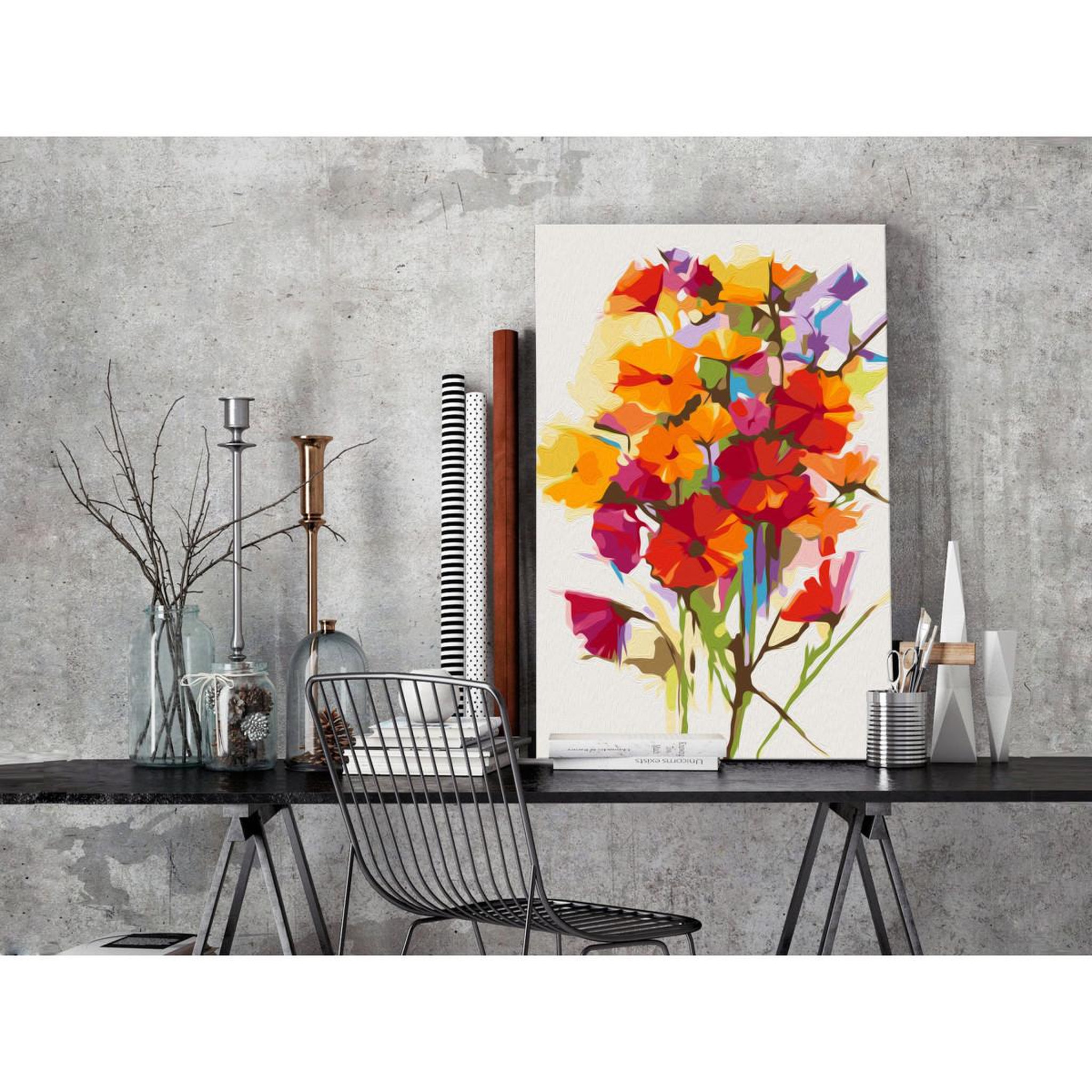Voir la diapositive 2 : Paris Prix Tableau à peindre soi-même  summer flowers  40x60cm