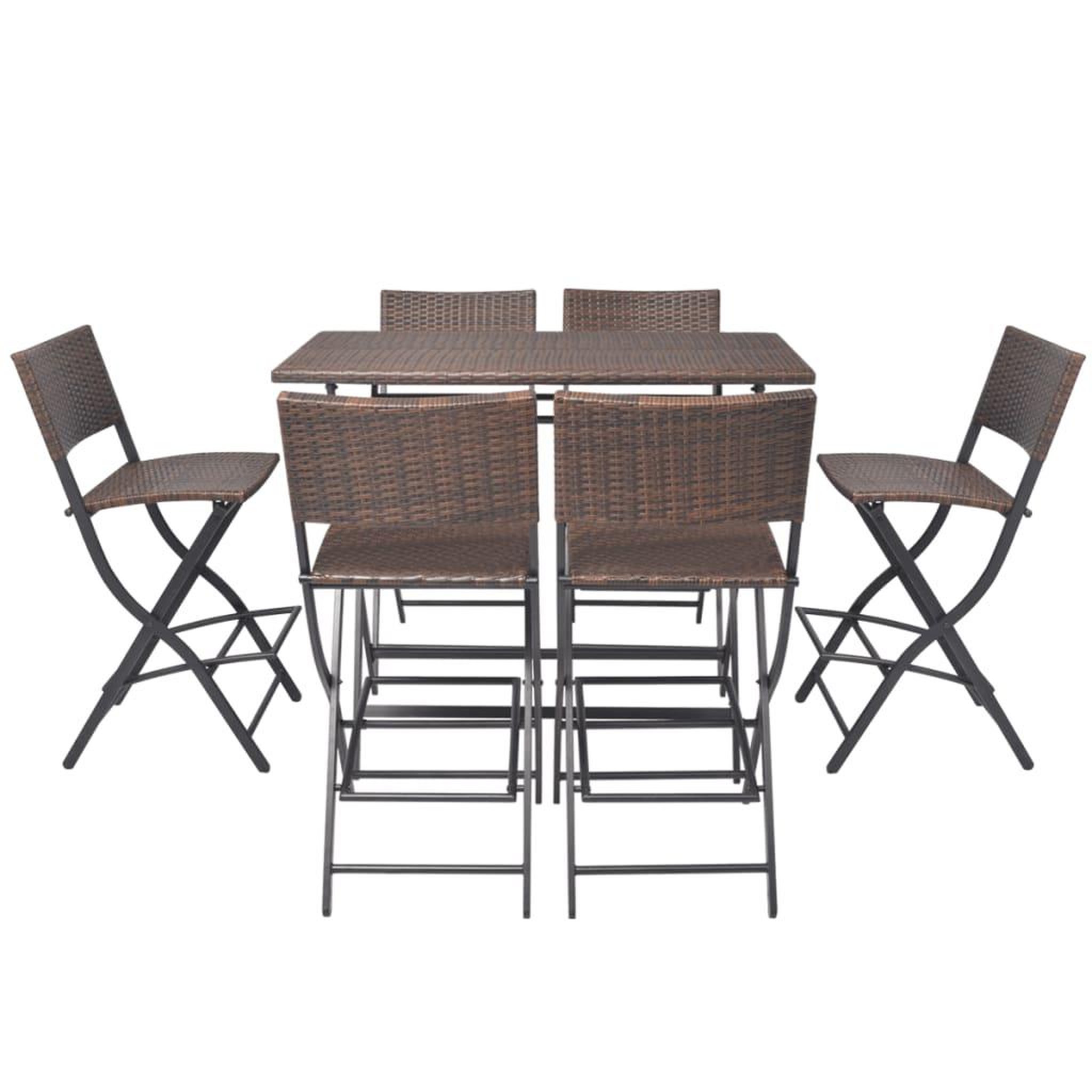 Voir la diapositive 3 : VIDAXL Ensemble a manger d'exterieur pliable 7pcs Acier Resine tressee