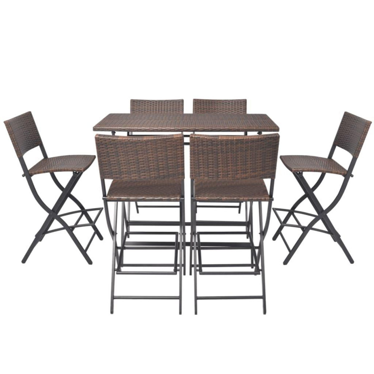 VIDAXL Ensemble a manger d'exterieur pliable 7pcs Acier Resine tressee