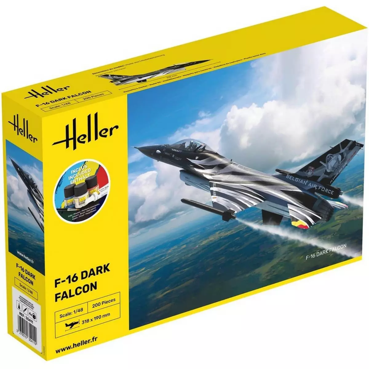 Heller Maquette avion militaire : Starter Kit F-16 Dark Falcon