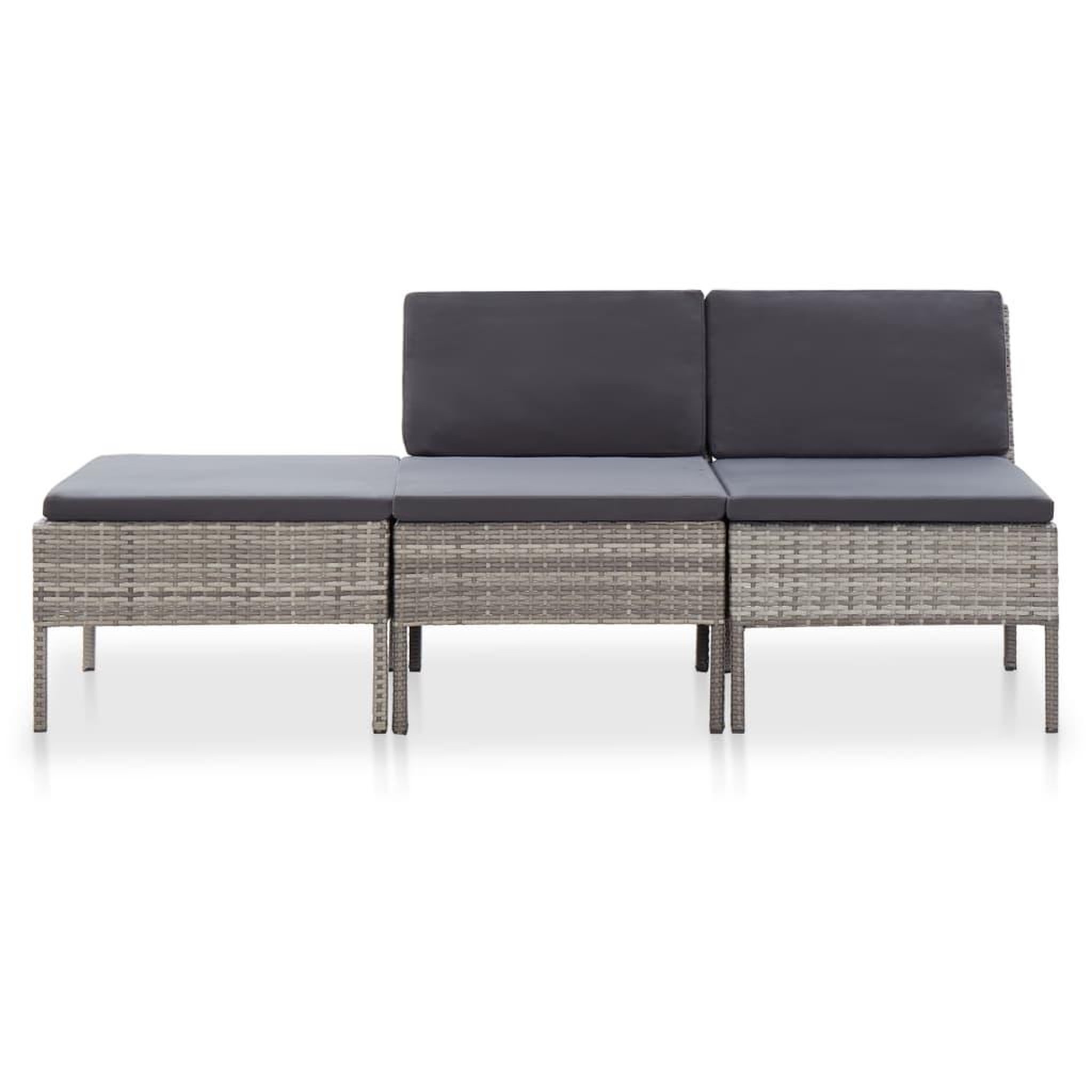 Voir la diapositive 2 : VIDAXL Salon de jardin 3 pcs avec coussins Resine tressee Gris