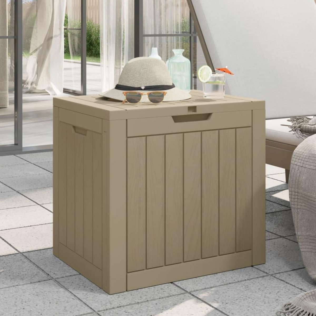 VIDAXL Boîte de stockage de jardin gris 55,5x43x53 cm polypropylene