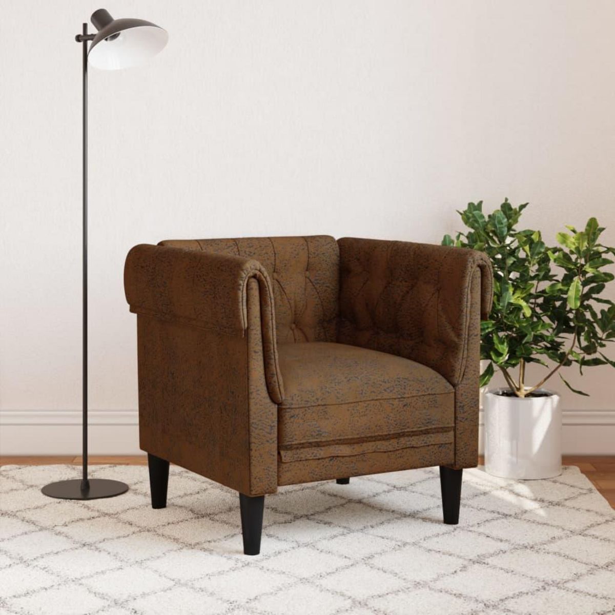 VIDAXL Fauteuil Chesterfield marron tissu