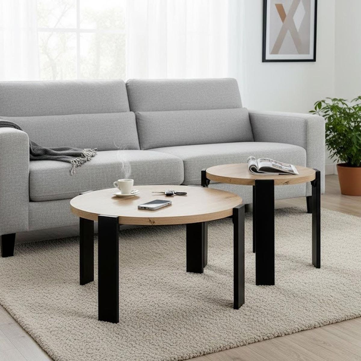 Paris Prix Table Basse Design  Tiny  75cm Naturel & Noir