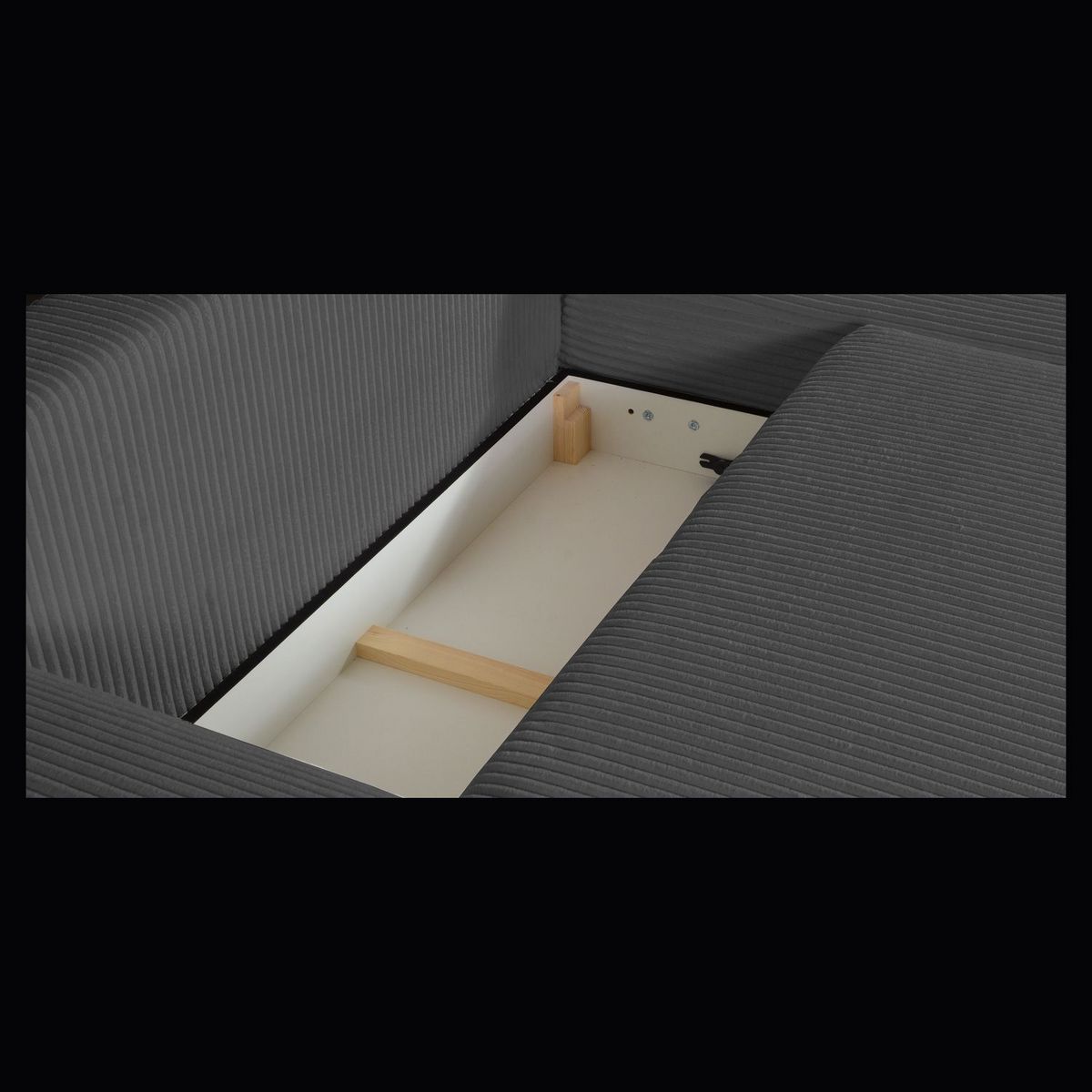 Canapé d'angle gauche fixe convertible 5 places en velour côtelé CYRIL