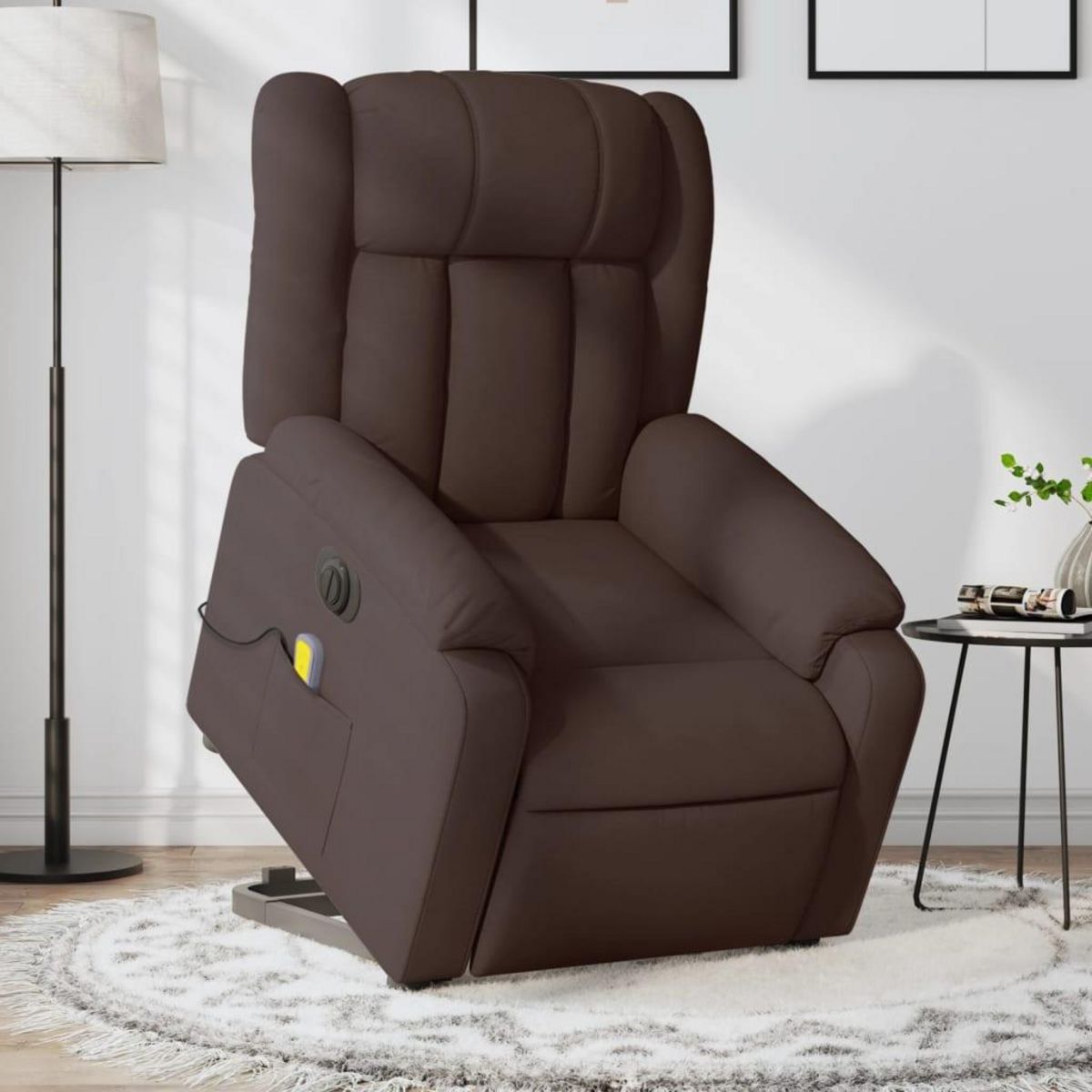 VIDAXL Fauteuil inclinable de massage electrique Marron fonce Tissu