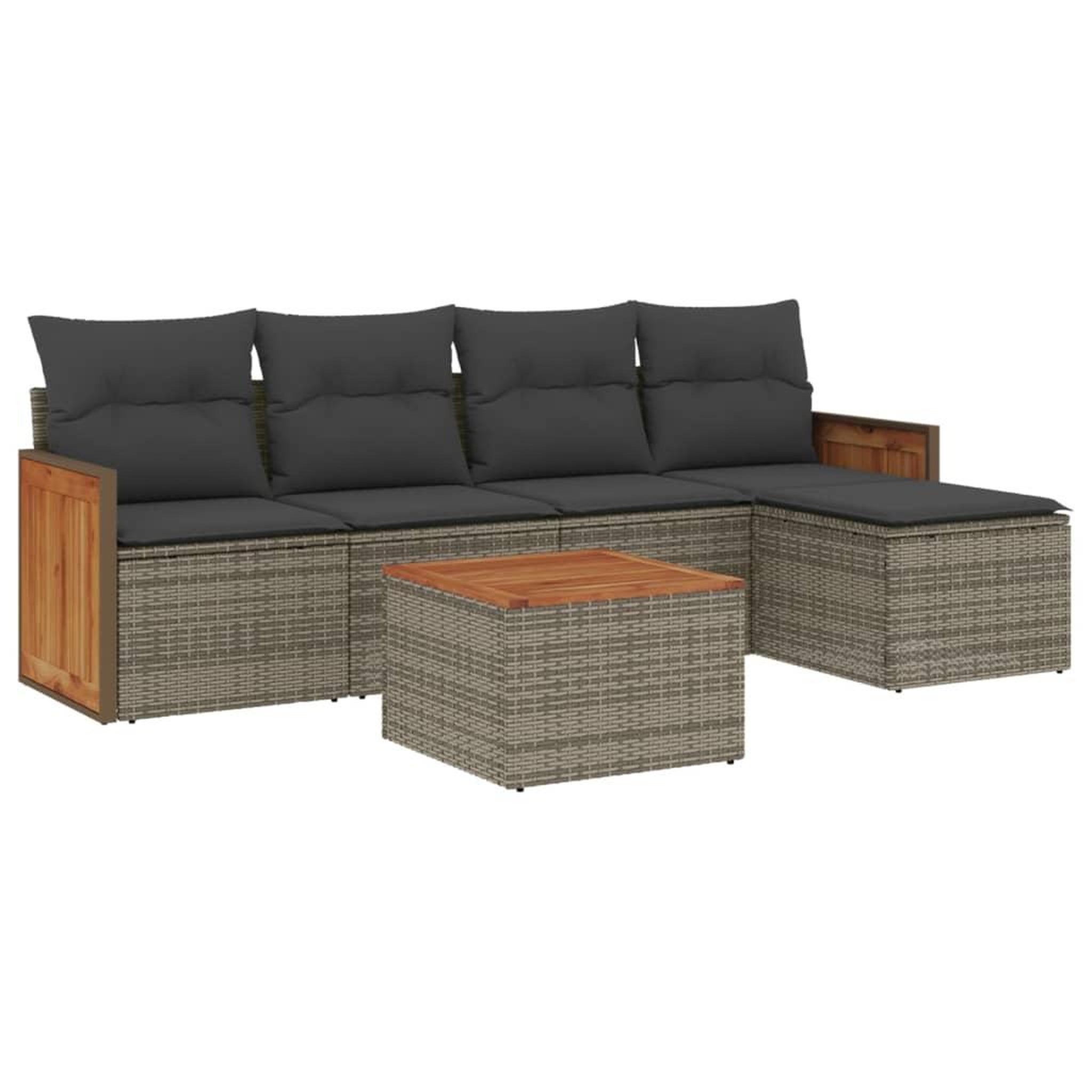 Voir la diapositive 2 : VIDAXL Salon de jardin 6 pcs avec coussins gris resine tressee