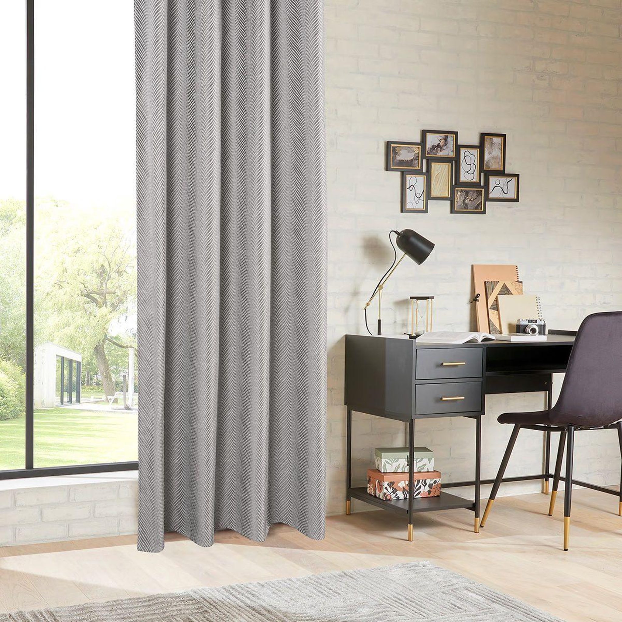 Voir la diapositive 2 : ATMOSPHERA Rideau Occultant  Dana  140x260cm Gris