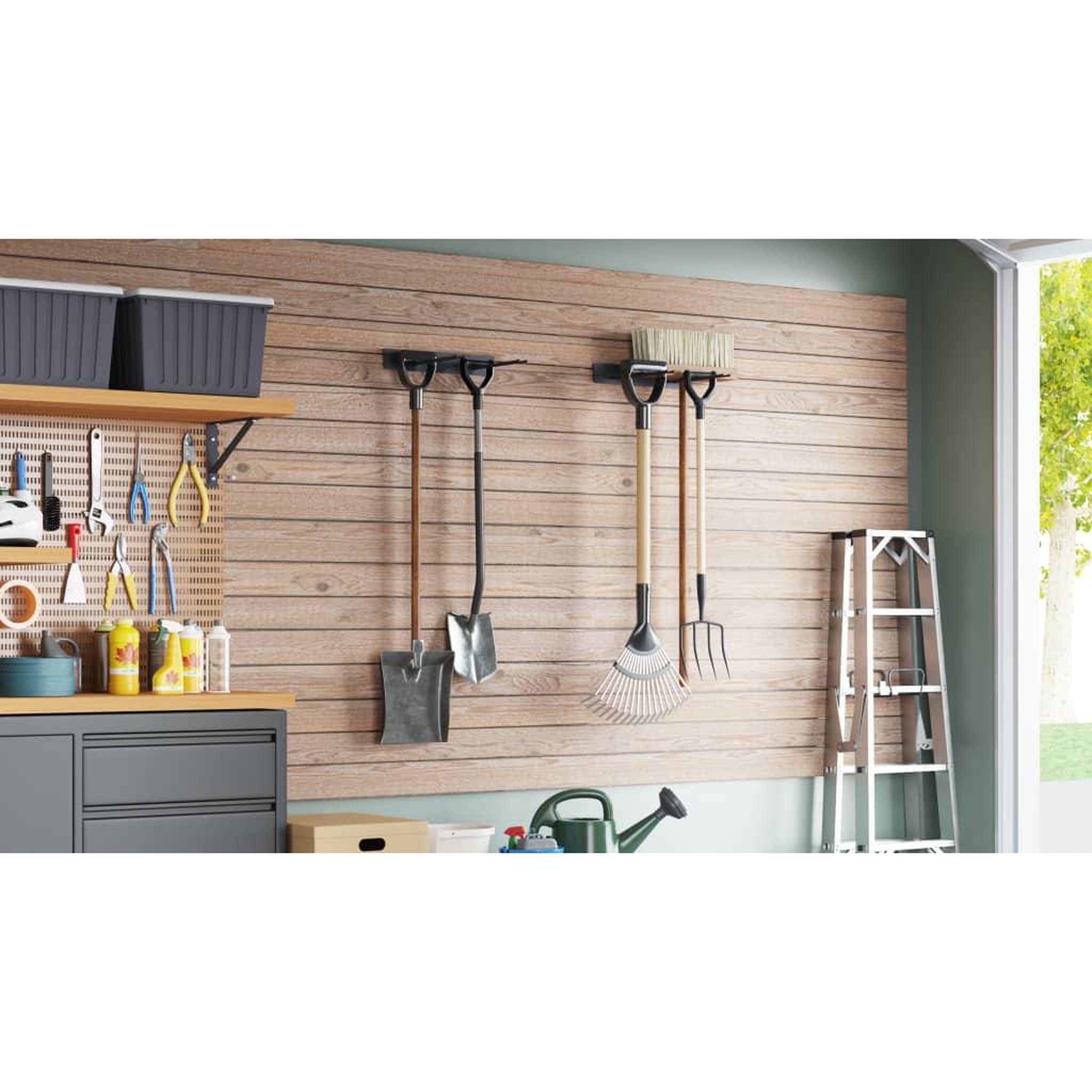 Voir la diapositive 3 : VIDAXL Supports muraux pour outils de jardin 2 pcs noir acier