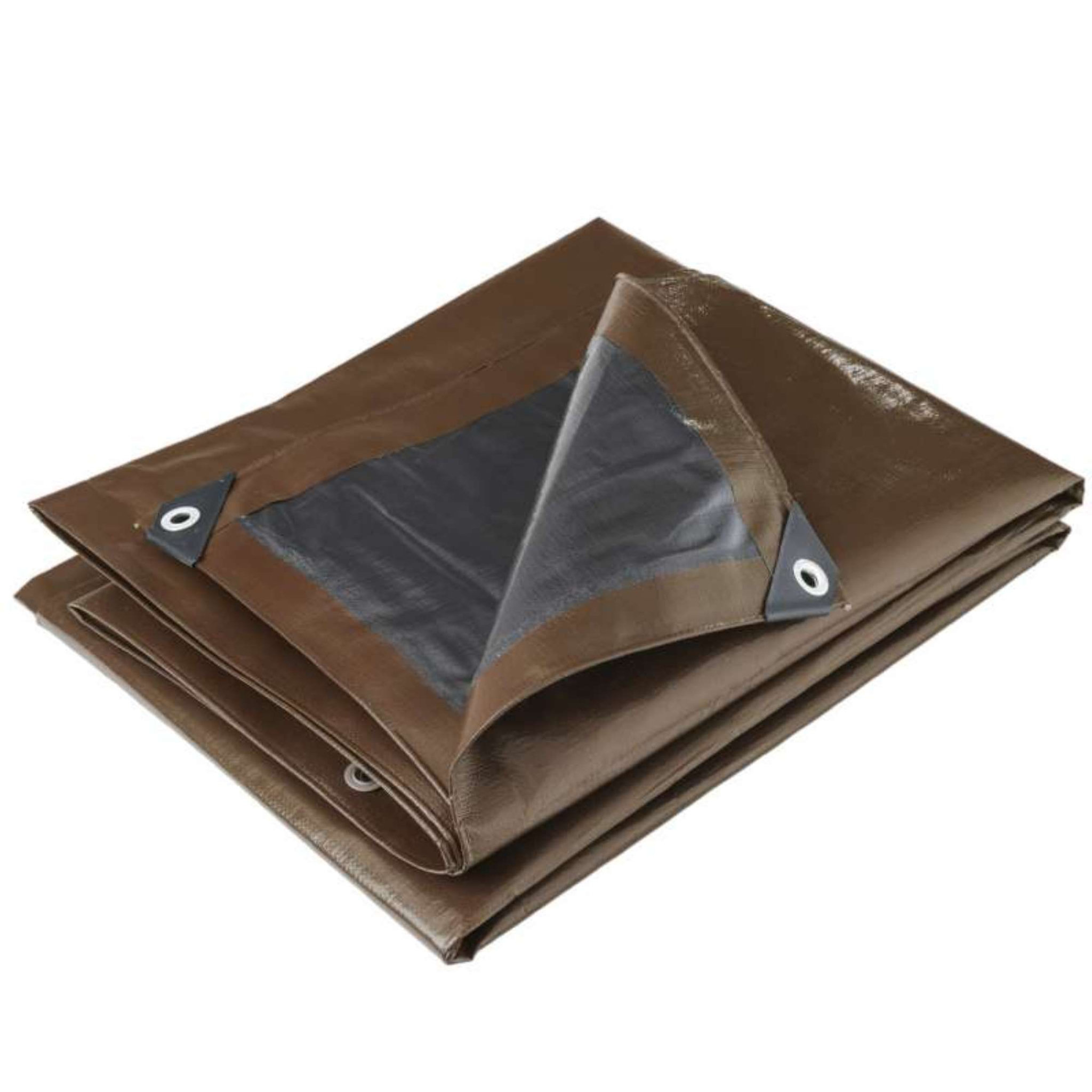 Voir la diapositive 1 :  Bâche professionnelle marron 350g/m2 Werkapro 5 x 8 m