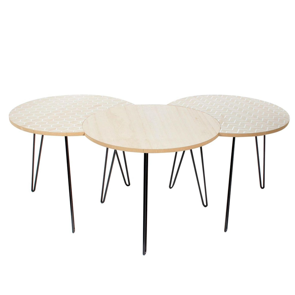 The Home Deco Factory 3 Tables Scandinaves - Diam. 45 cm