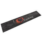 VIDAXL Tapis de cuisine lavable impression cuisine noir 60x300 cm