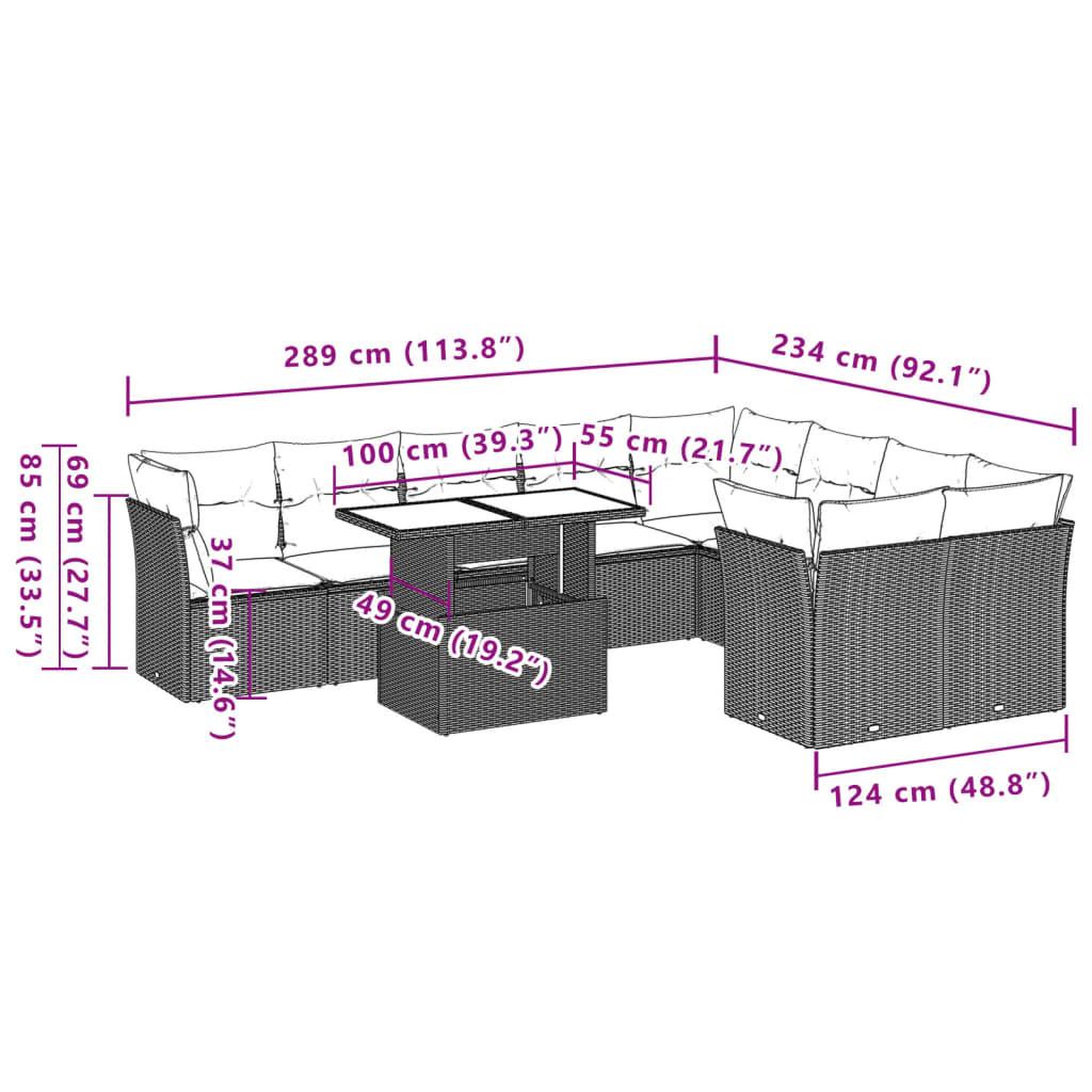 Voir la diapositive 6 : VIDAXL Salon de jardin avec coussins 10 pcs gris clair resine tressee