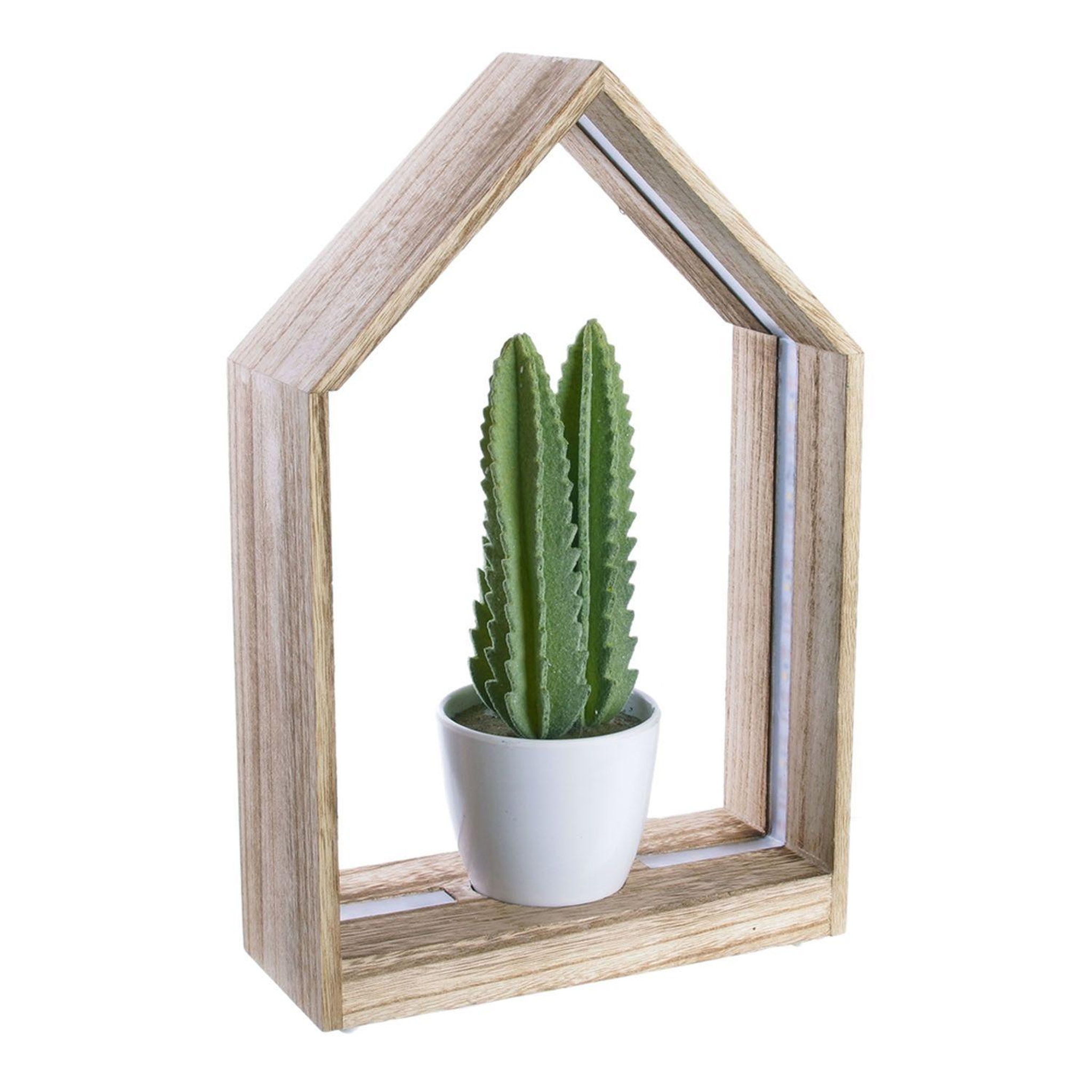The Home Deco Factory Etagère décorative en bois et détails led l.20xh.31,50cm - marron