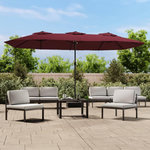 VIDAXL Parasol de jardin a double tete rouge bordeaux 449x245 cm