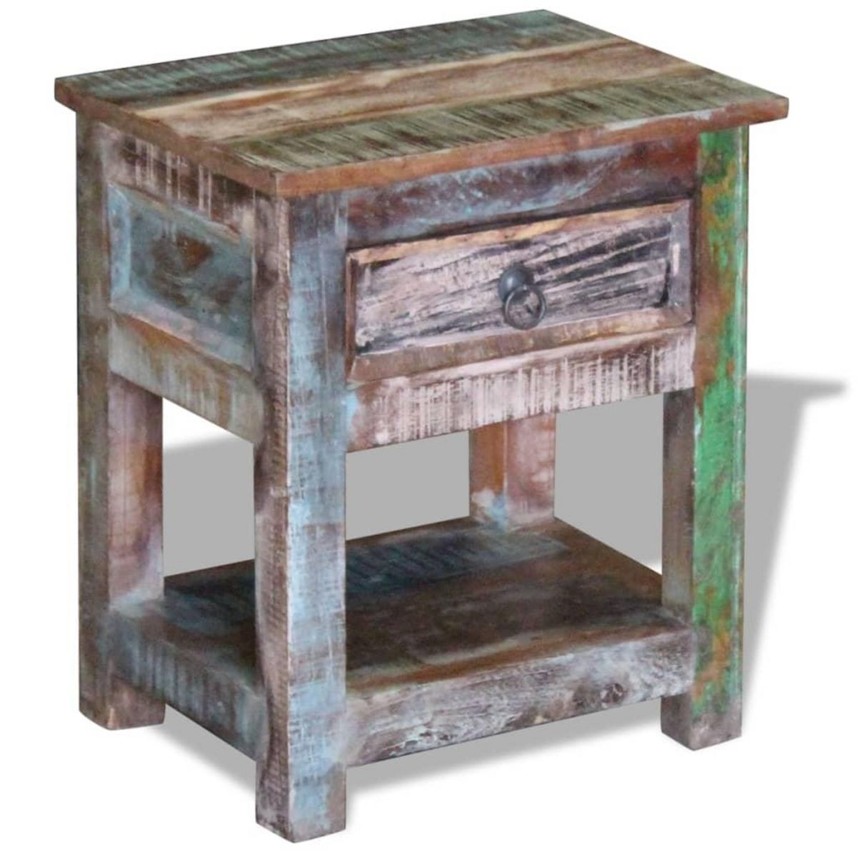 VIDAXL Table d'appoint 1 tiroir Bois de recuperation massif 43x33x51cm