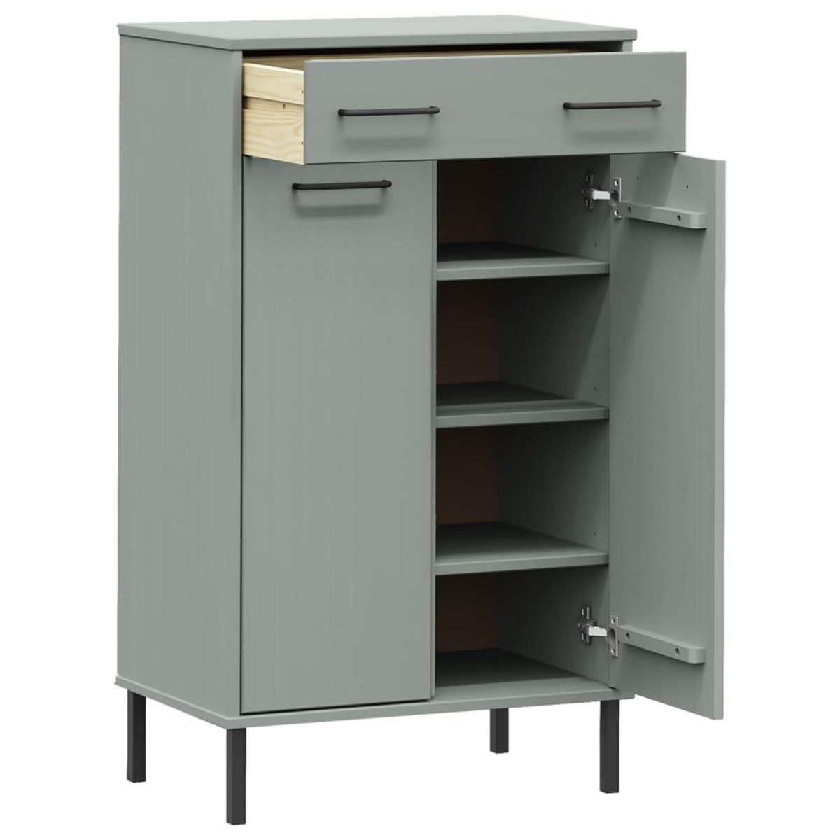 VIDAXL Etagere a chaussures et pieds en metal Gris Bois de pin OSLO