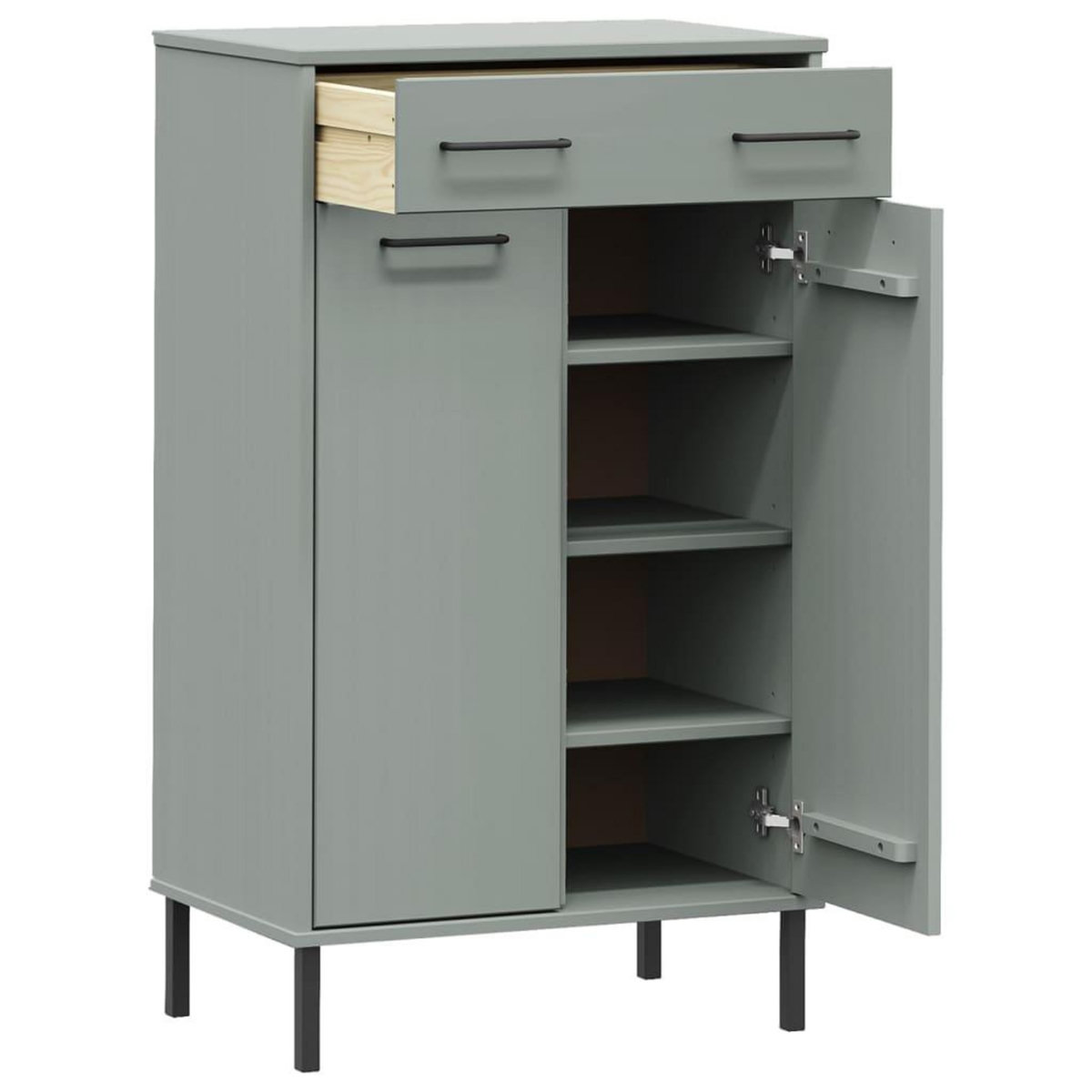 VIDAXL Etagere a chaussures et pieds en metal Gris Bois de pin OSLO