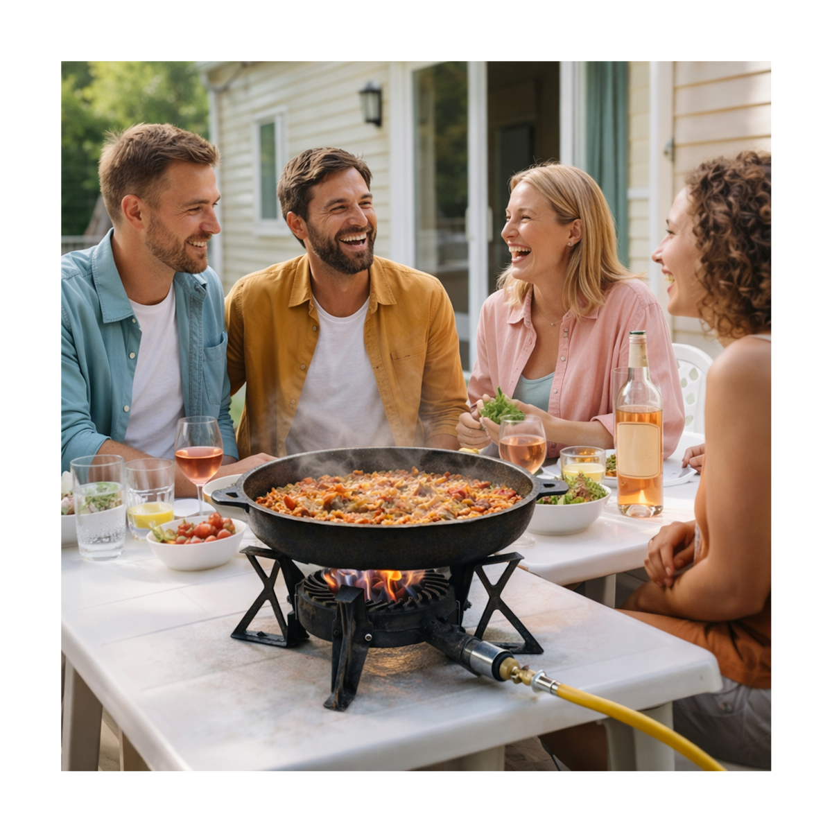 INTEC Rechaud gaz fonte véritable 7.5 kW 3 pieds Traiteur Réchaud portable Gaz Butane ou Propane Puissance réglable