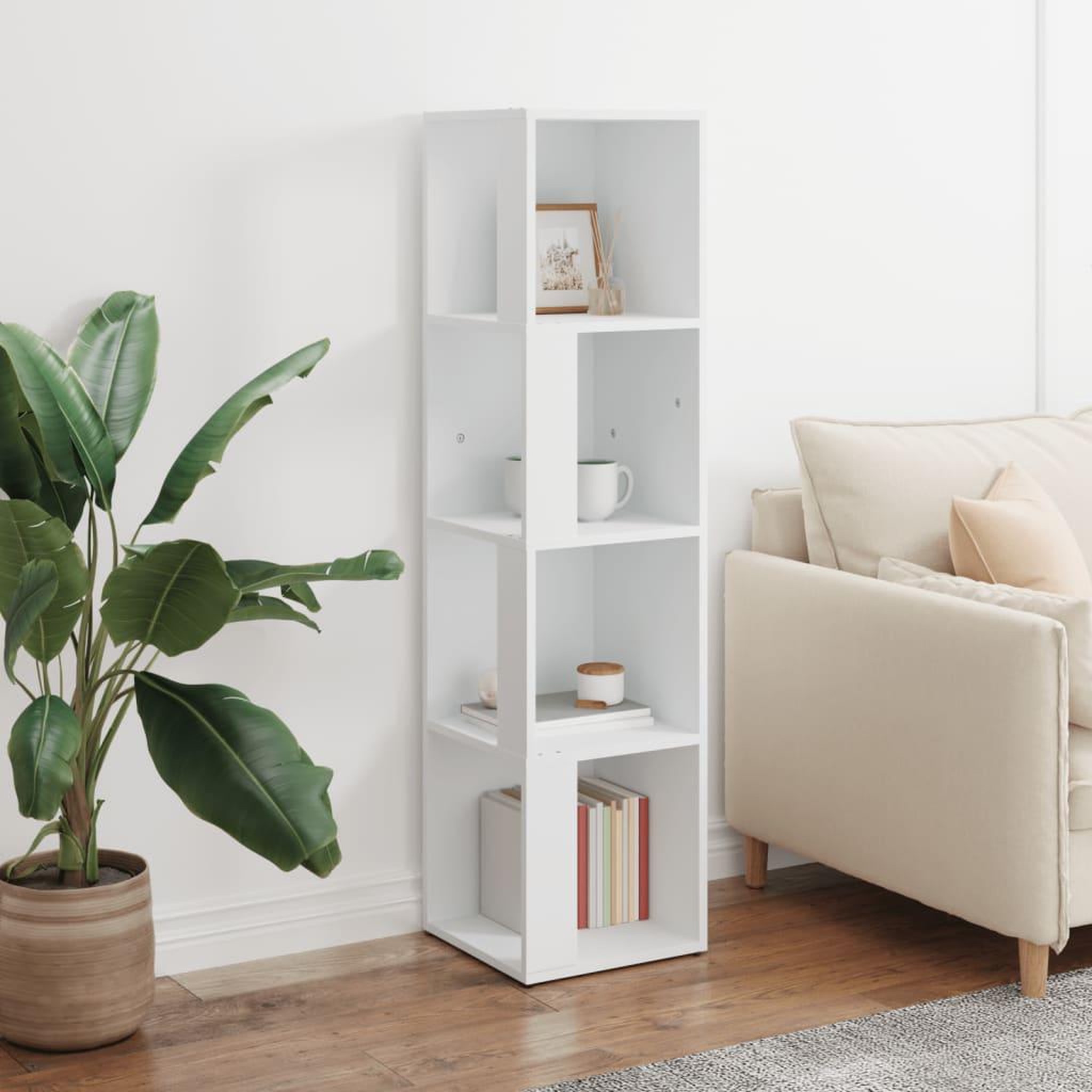 Voir la diapositive 3 : VIDAXL Armoire d'angle Blanc 33x33x132 cm Bois d'ingenierie