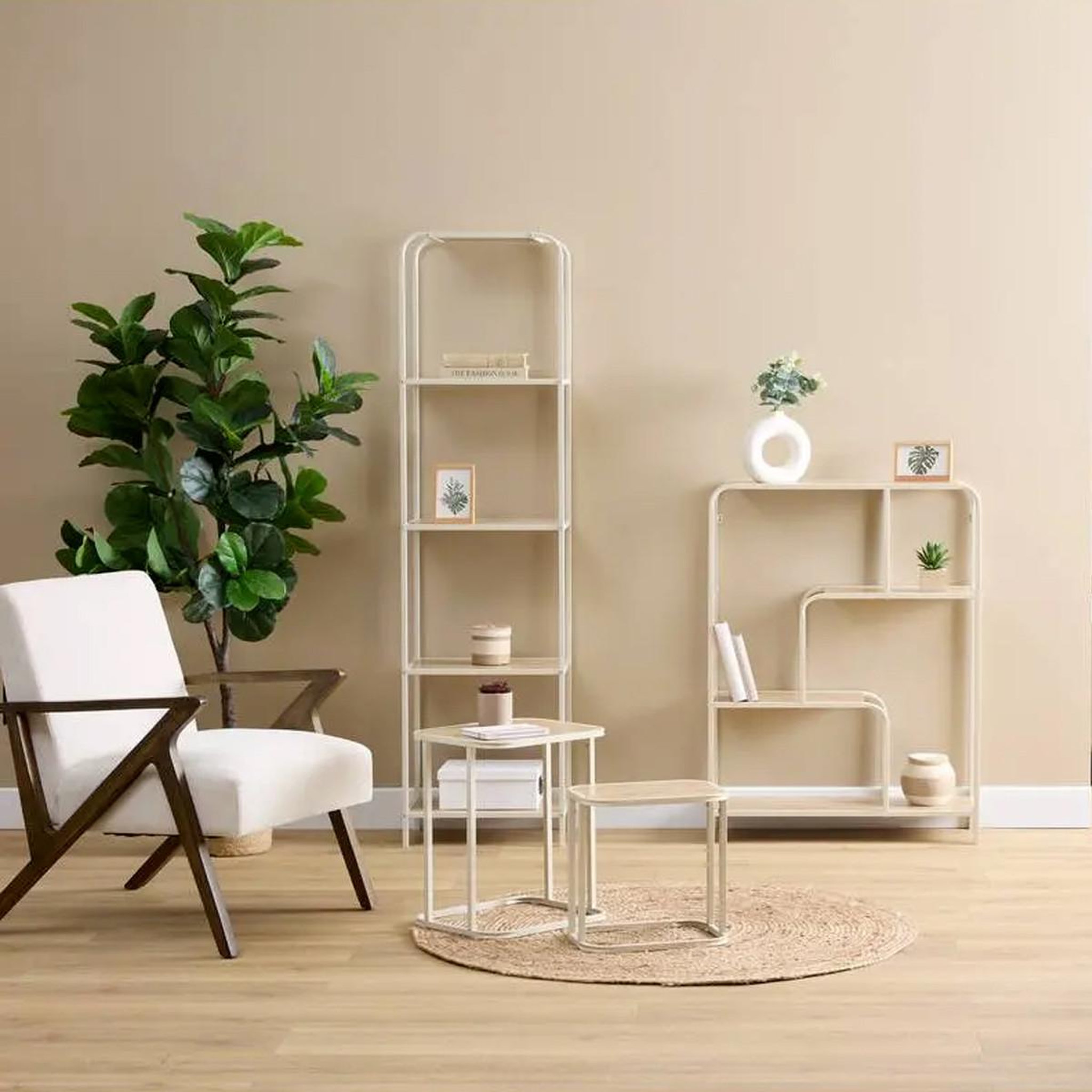 Voir la diapositive 5 : FIVE Étagère 4 niveaux  curvy  101cm naturel
