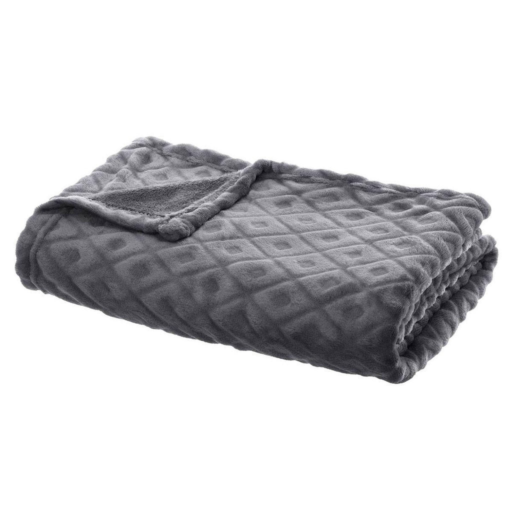 ATMOSPHERA Plaid imprimé  losange 3d  125x150cm gris