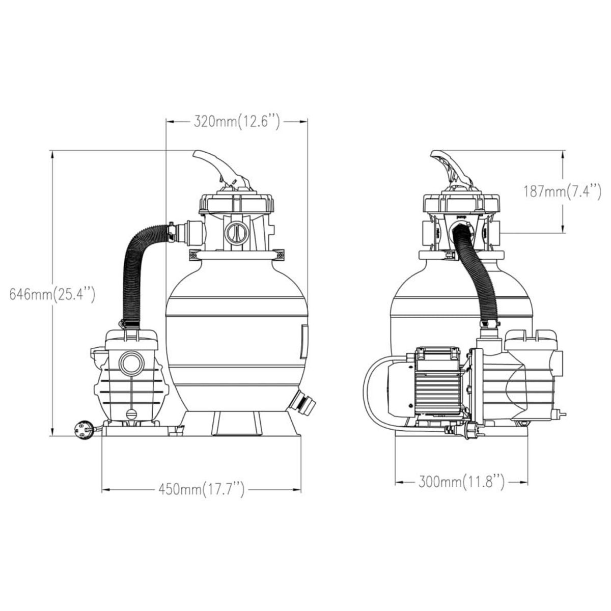 VIDAXL Filtre a sable de piscine avec prefiltre noir
