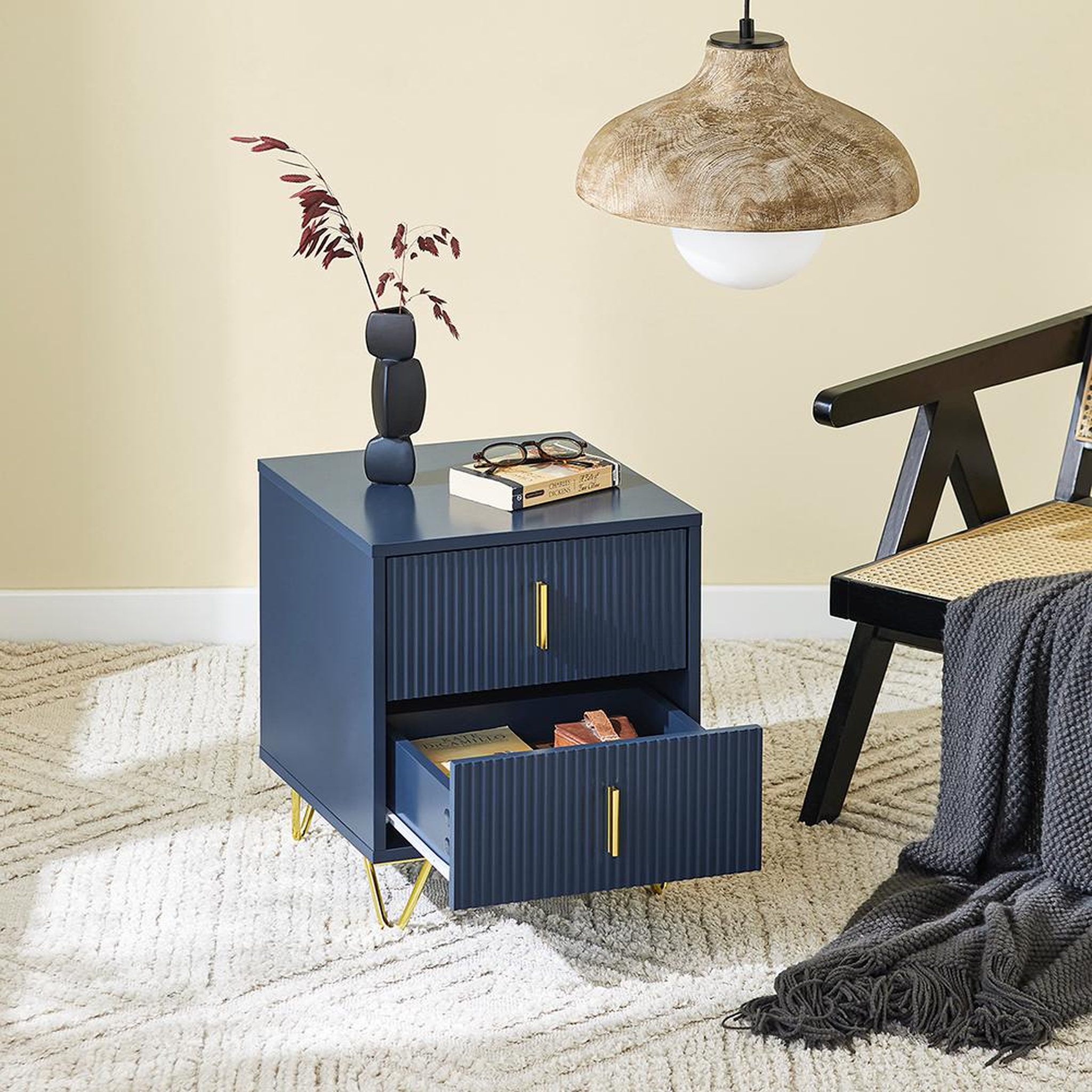 Voir la diapositive 6 : SOBUY SoBuy - Table De Chevet à deux tiroirs - Moderne - FBT115