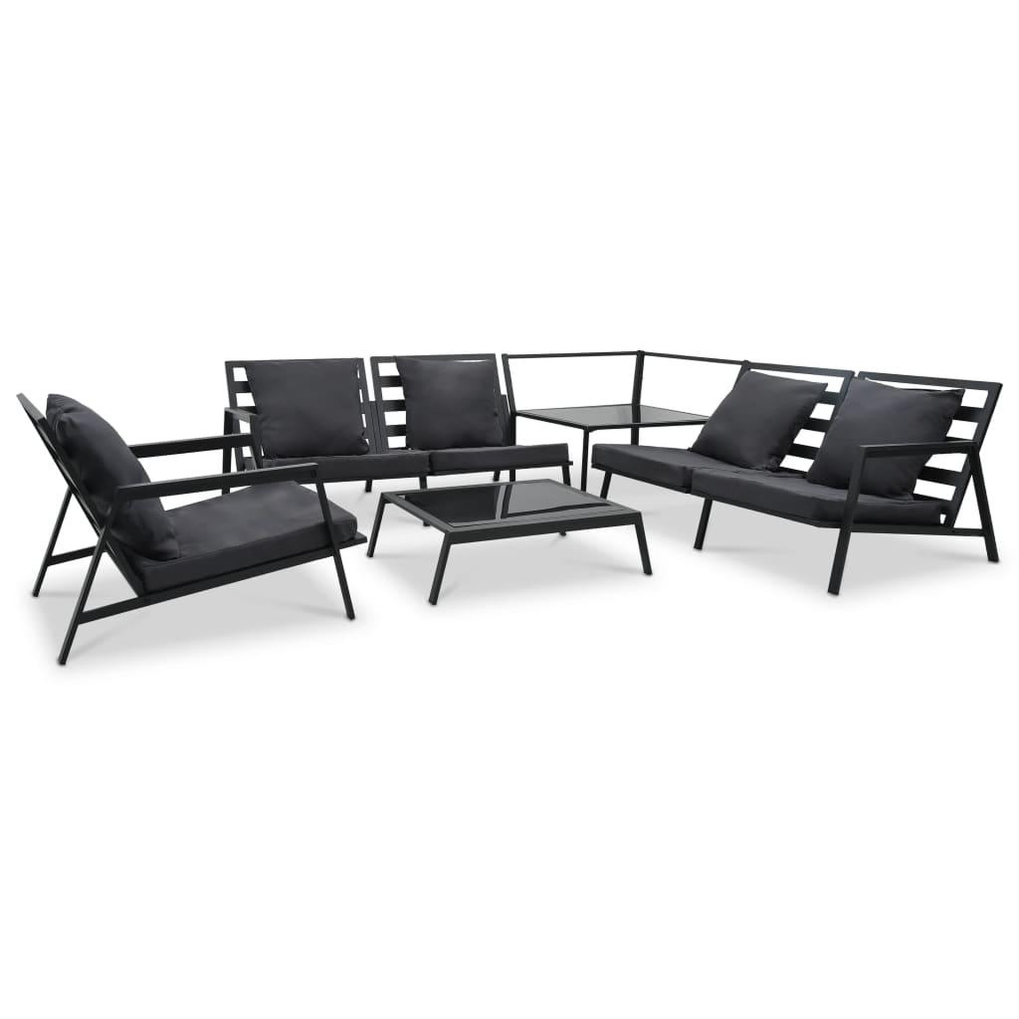 VIDAXL Salon de jardin 5 pcs avec coussins aluminium gris fonce