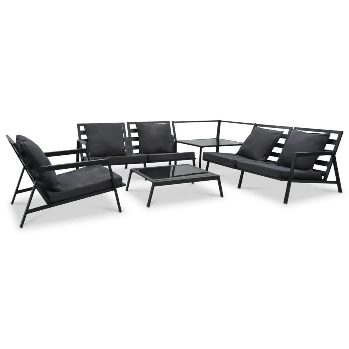 VIDAXL Salon de jardin 5 pcs avec coussins Aluminium Gris fonce
