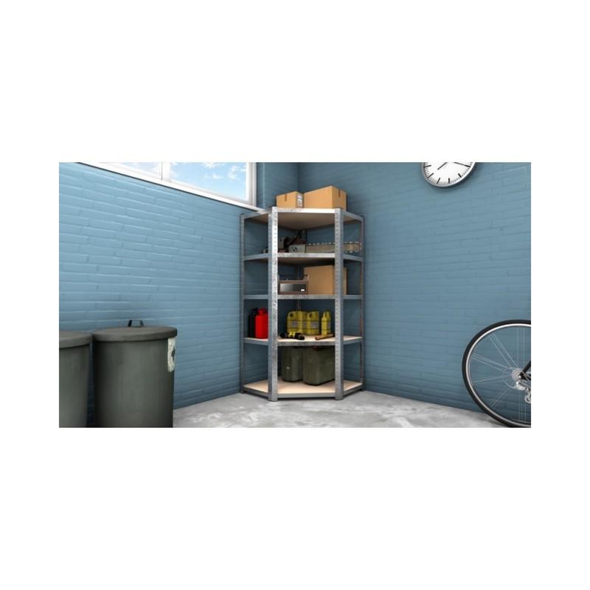 Voir la diapositive 4 : EUROSPEN Étagère d'angle polyvalente en métal - Charge lourde Max 750kg - 180 x 90 x 45 cm - Gris