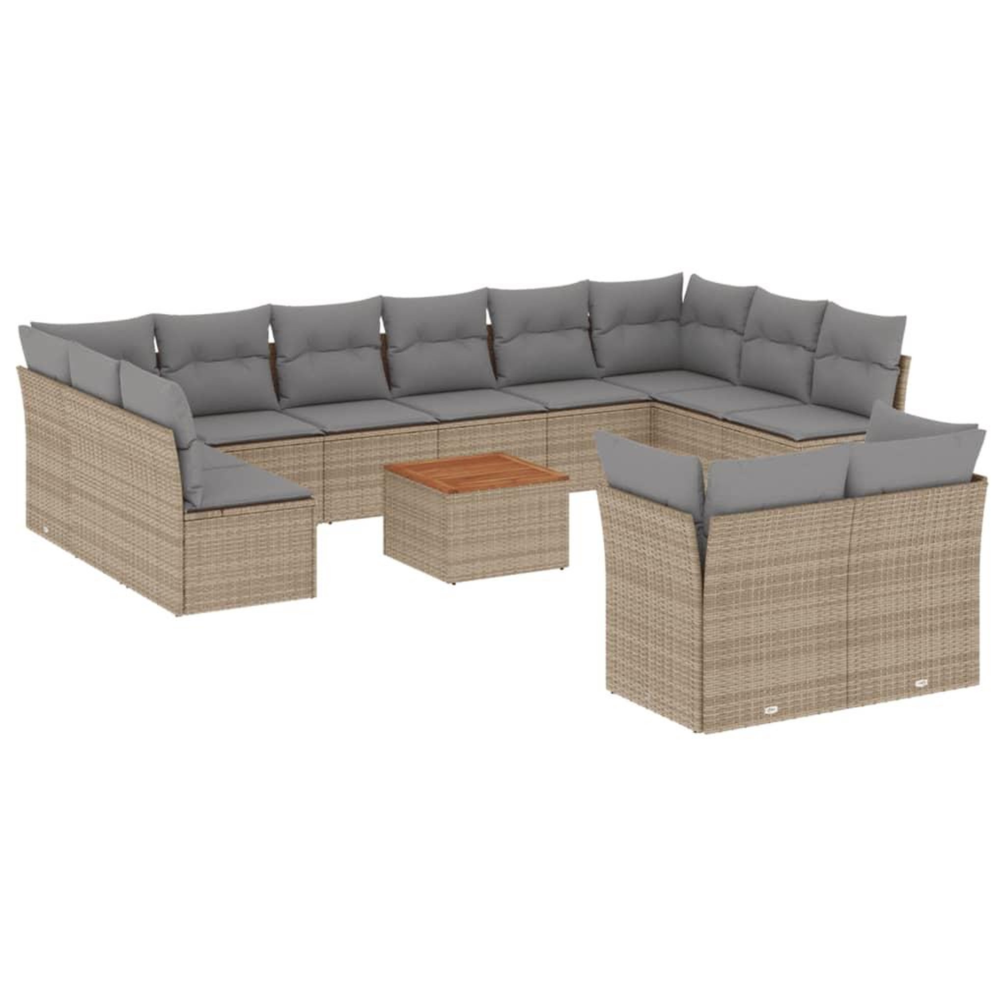 Voir la diapositive 2 : VIDAXL Salon de jardin et coussins 13 pcs melange beige resine tressee