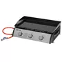 OUTSUNNY Plancha gaz de table portable réglable - 3 brûleurs 9 kW - barbecue gaz camping - plaque de cuisson, réceptacle graisse - acier noir métal
