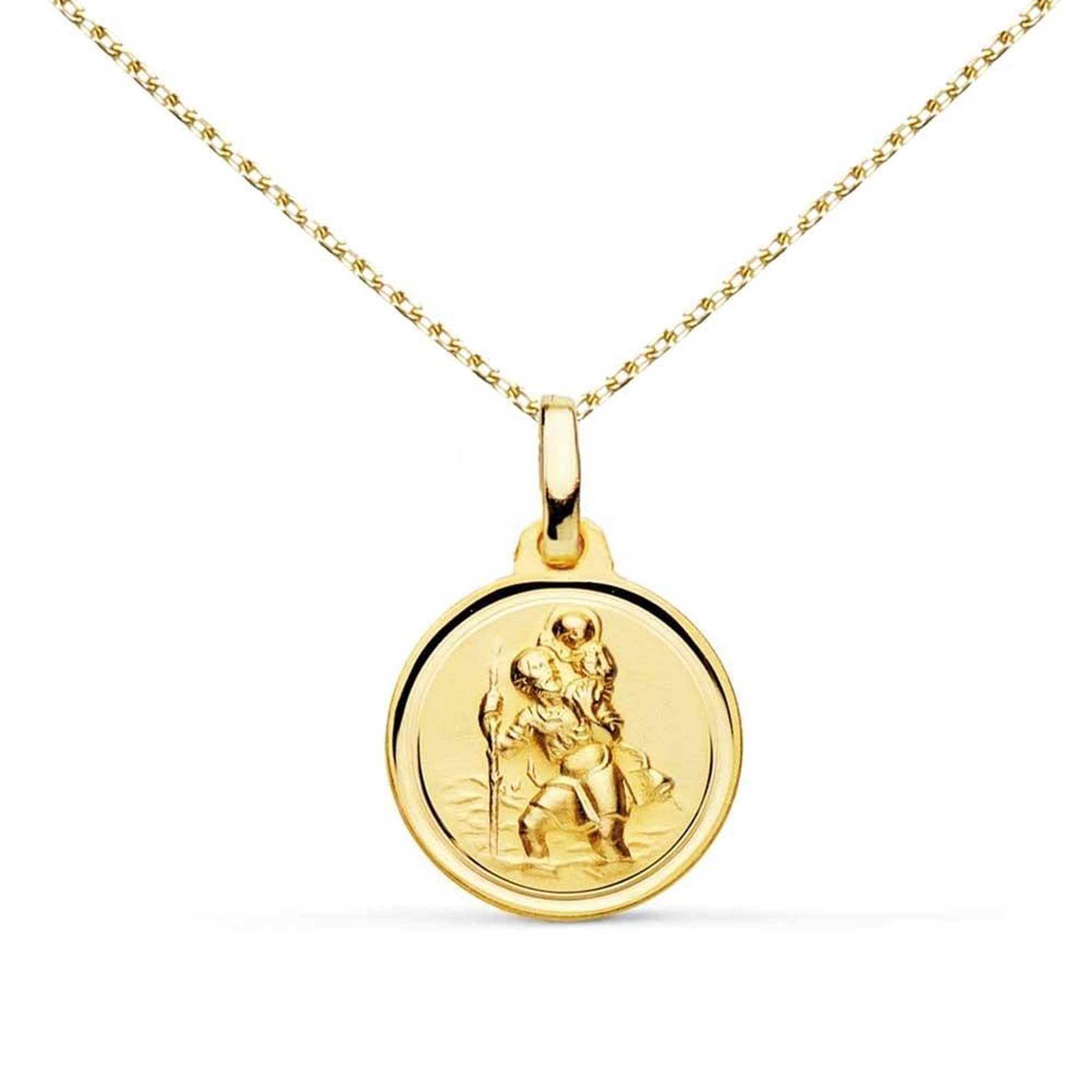 L'ATELIER D'AZUR Collier - Médaille Or 18 Carats 750/1000 Saint Christophe - Chaîne Dorée & Gravure Offerte