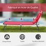 Voir la diapositive 5 : OUTSUNNY Bain de soleil pliable transat inclinable 4 positions chaise longue de lecture 3 coussins fournis rouge
