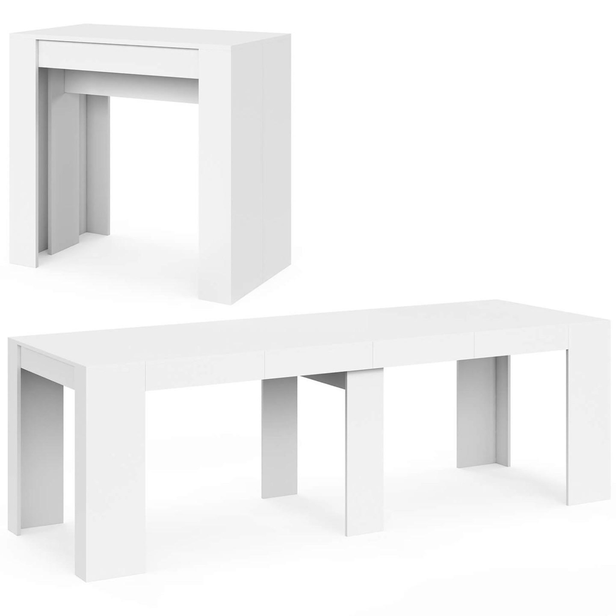 ID MARKET Table console extensible orlando 10 personnes 235 cm bois blanc