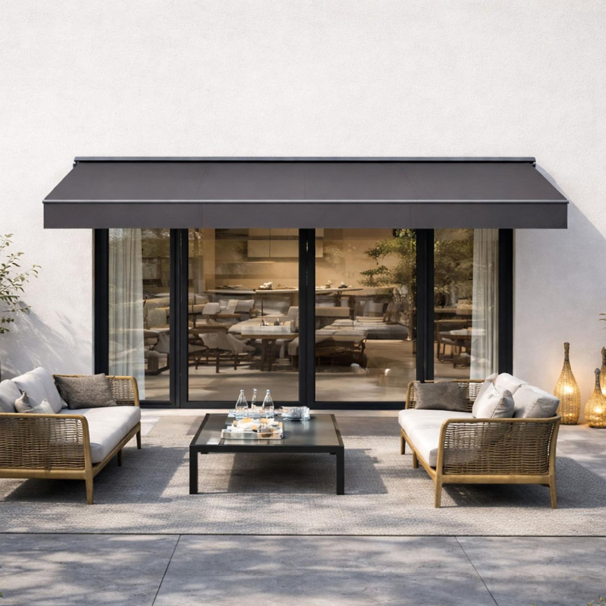 CONCEPT USINE Store banne manuel 2,95 x 2,5 m en aluminium avec toile gris ADRO