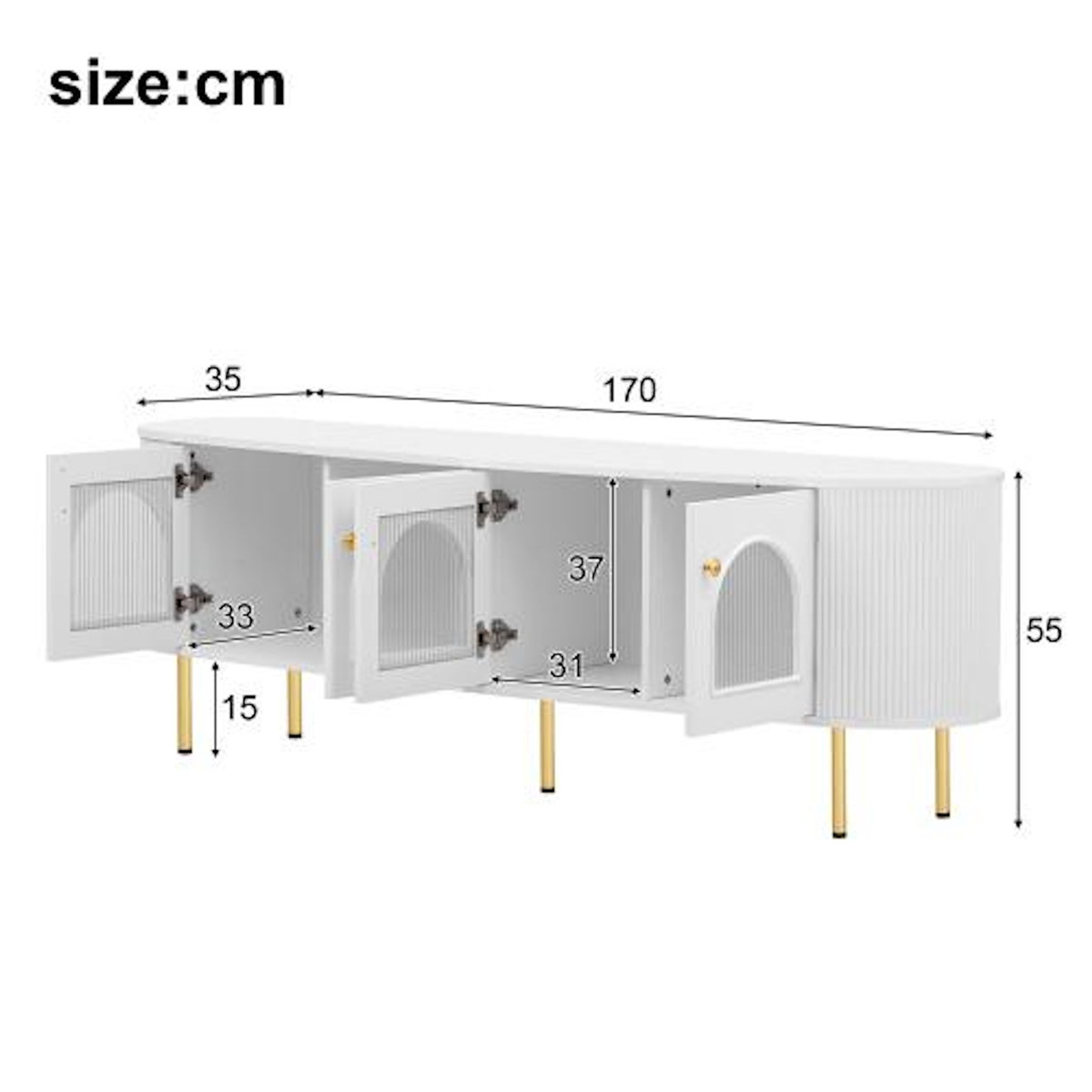 MERAX Meuble tv blanc 170 cm mdf