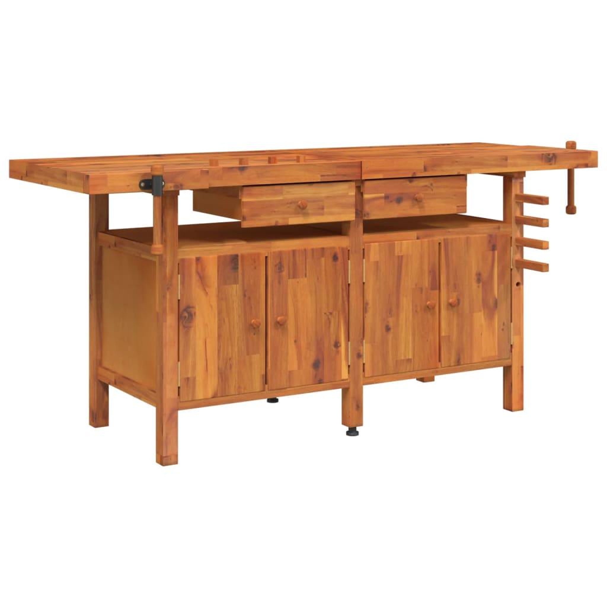 Voir la diapositive 2 : VIDAXL Etabli avec tiroirs et etaux 192x62x83 cm Bois massif d'acacia