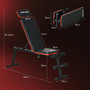 Voir la diapositive 3 : HOMCOM Banc de musculation pliable inclinable abdominaux - 4 coussins presse-jambes - acier PU rouge noir