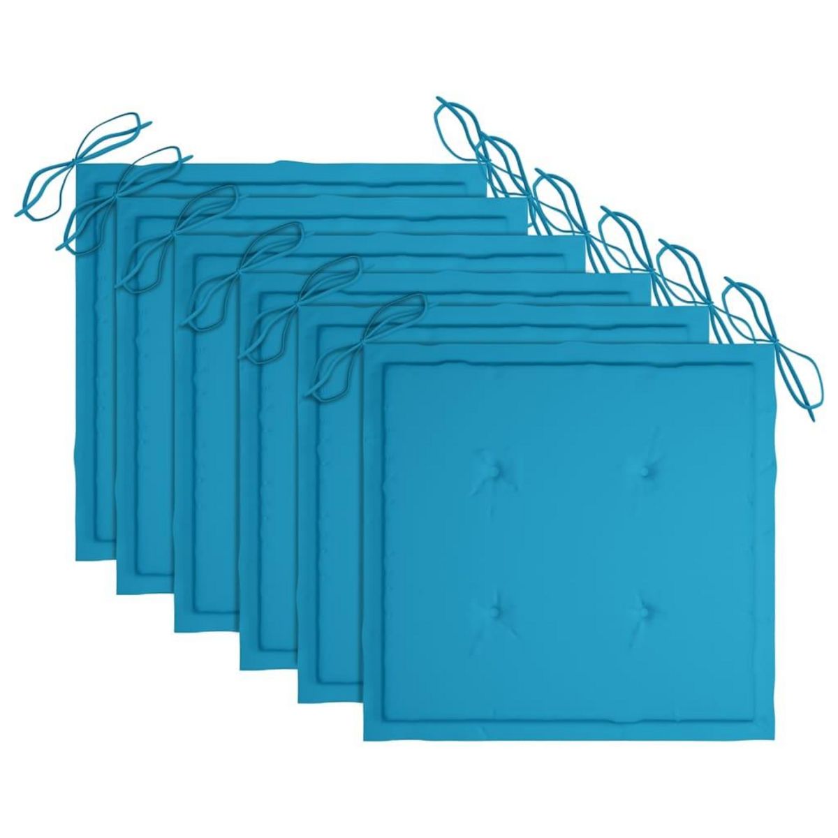 VIDAXL Chaises de jardin lot de 6 et coussins bleu Bois de teck massif