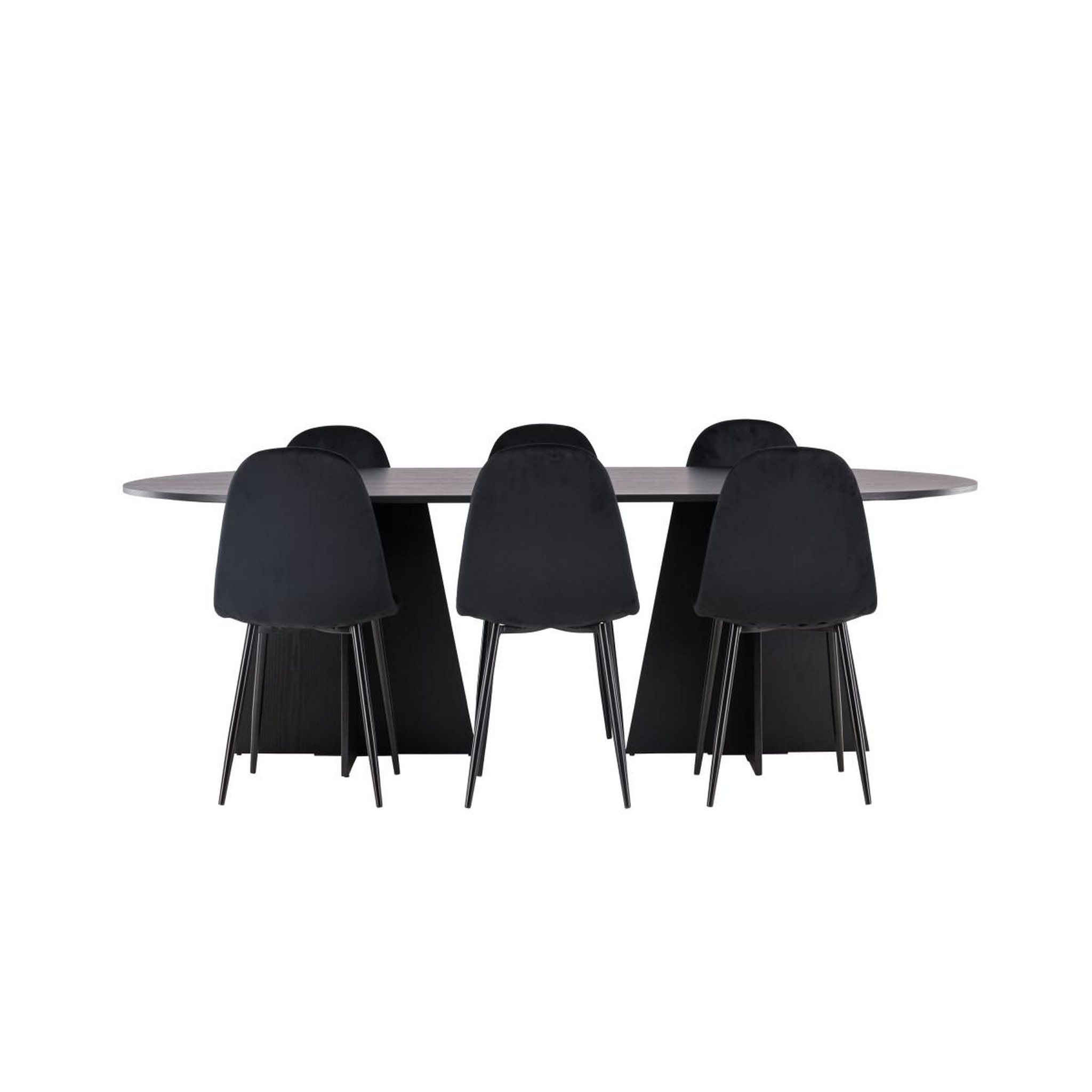 Voir la diapositive 2 : Paris Prix Ensemble table à manger & 6 chaises  bootcut & polar  230cm noir