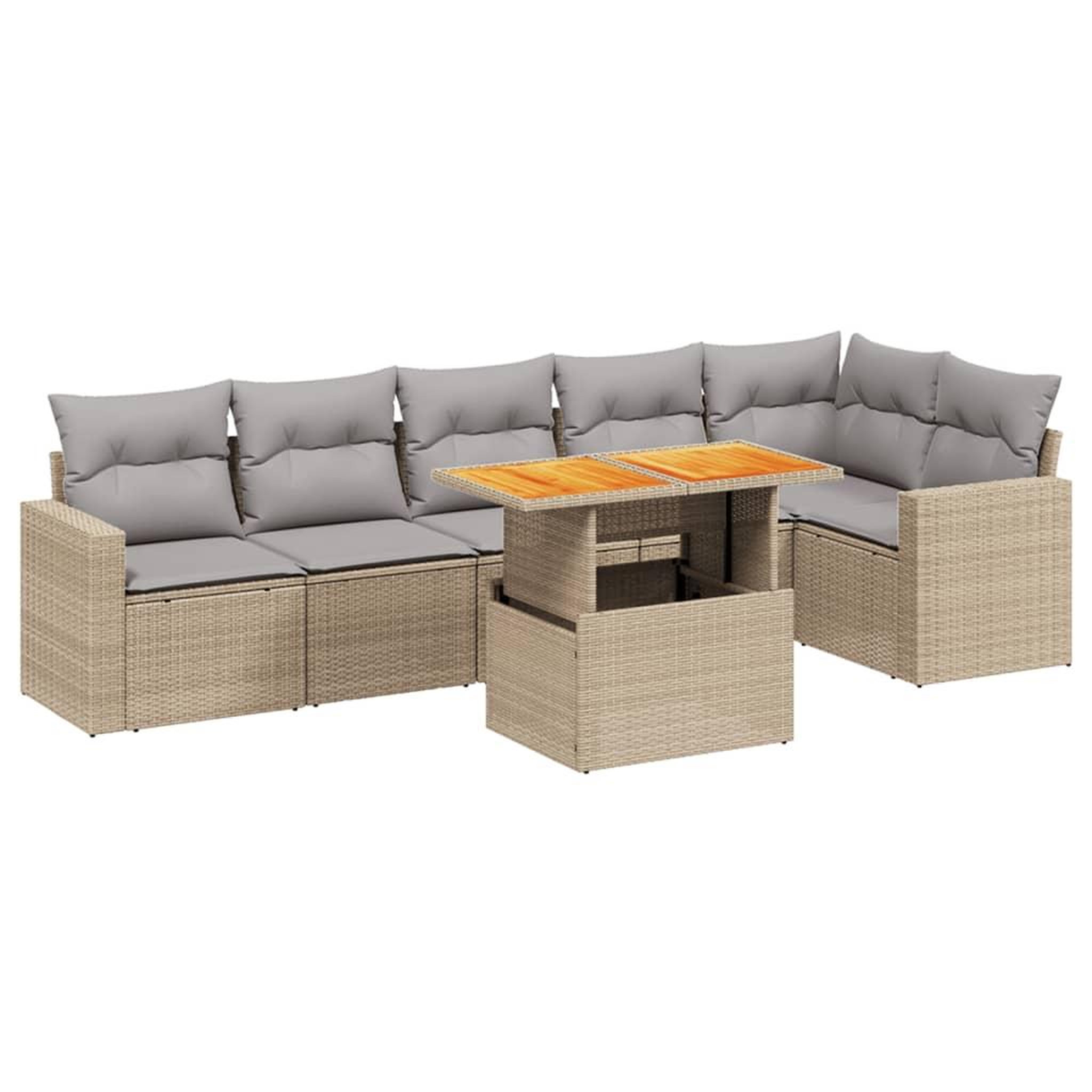 Voir la diapositive 2 : VIDAXL Salon de jardin avec coussins 7 pcs beige resine tressee