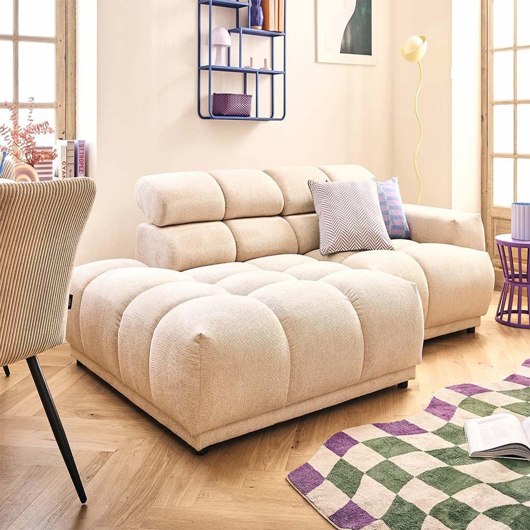 Voir la diapositive 4 : LISA DESIGN Matera - canapé d'angle gauche 4 places avec têtières réglables en tissu texturé