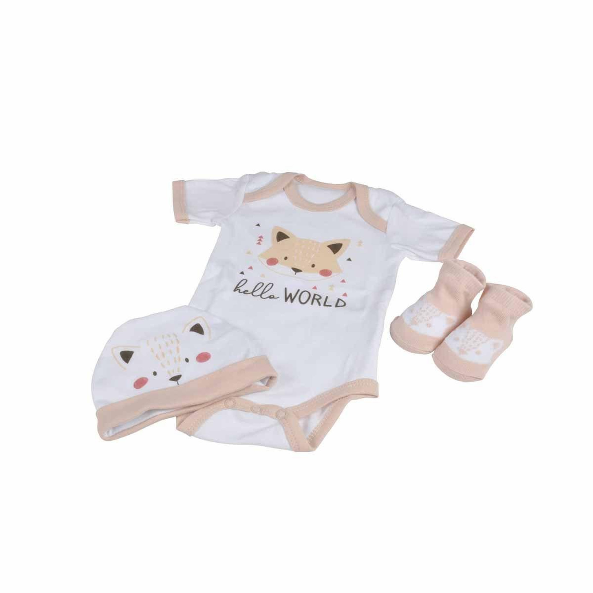 HOMEA Coffret naissance 3 pièces  renard  0 à 1 mois beige